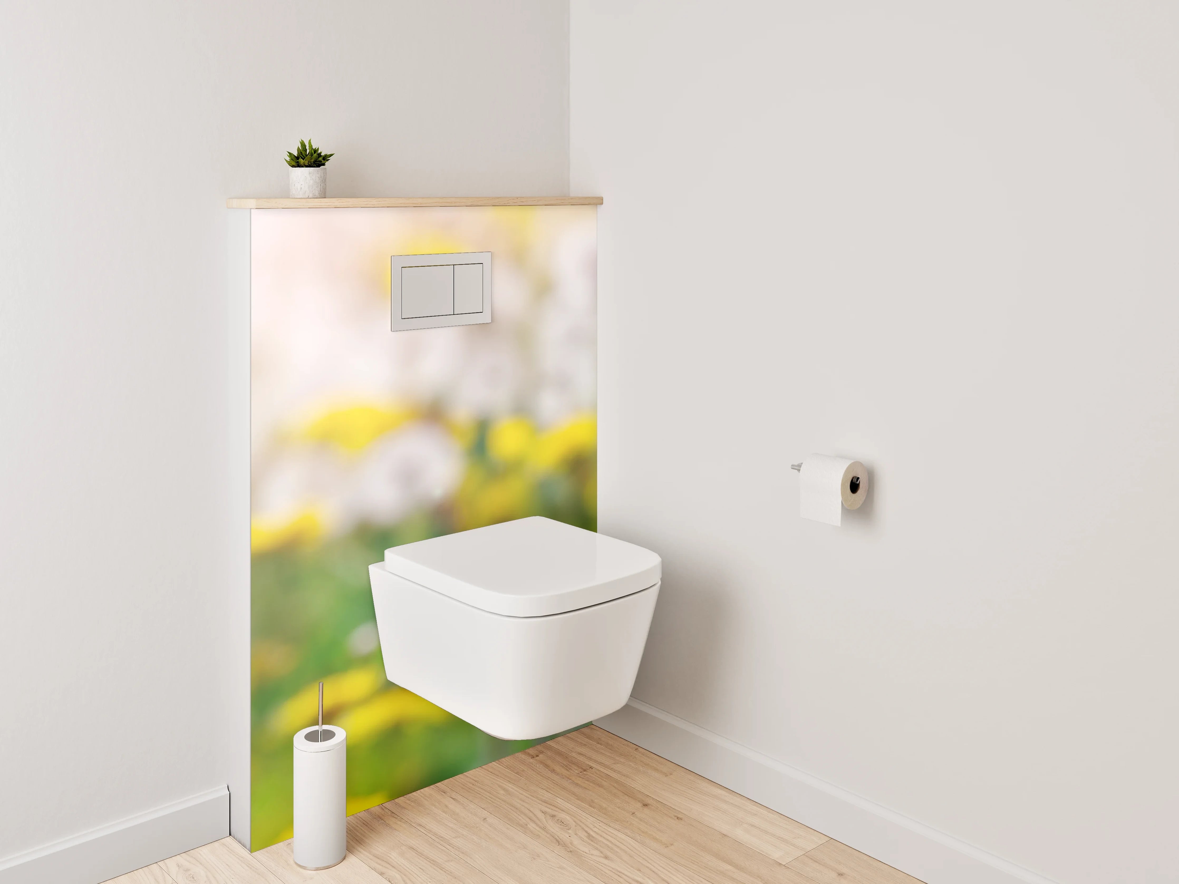 WC-Rückwand - Löwenzahnwiese im Sonnenlicht