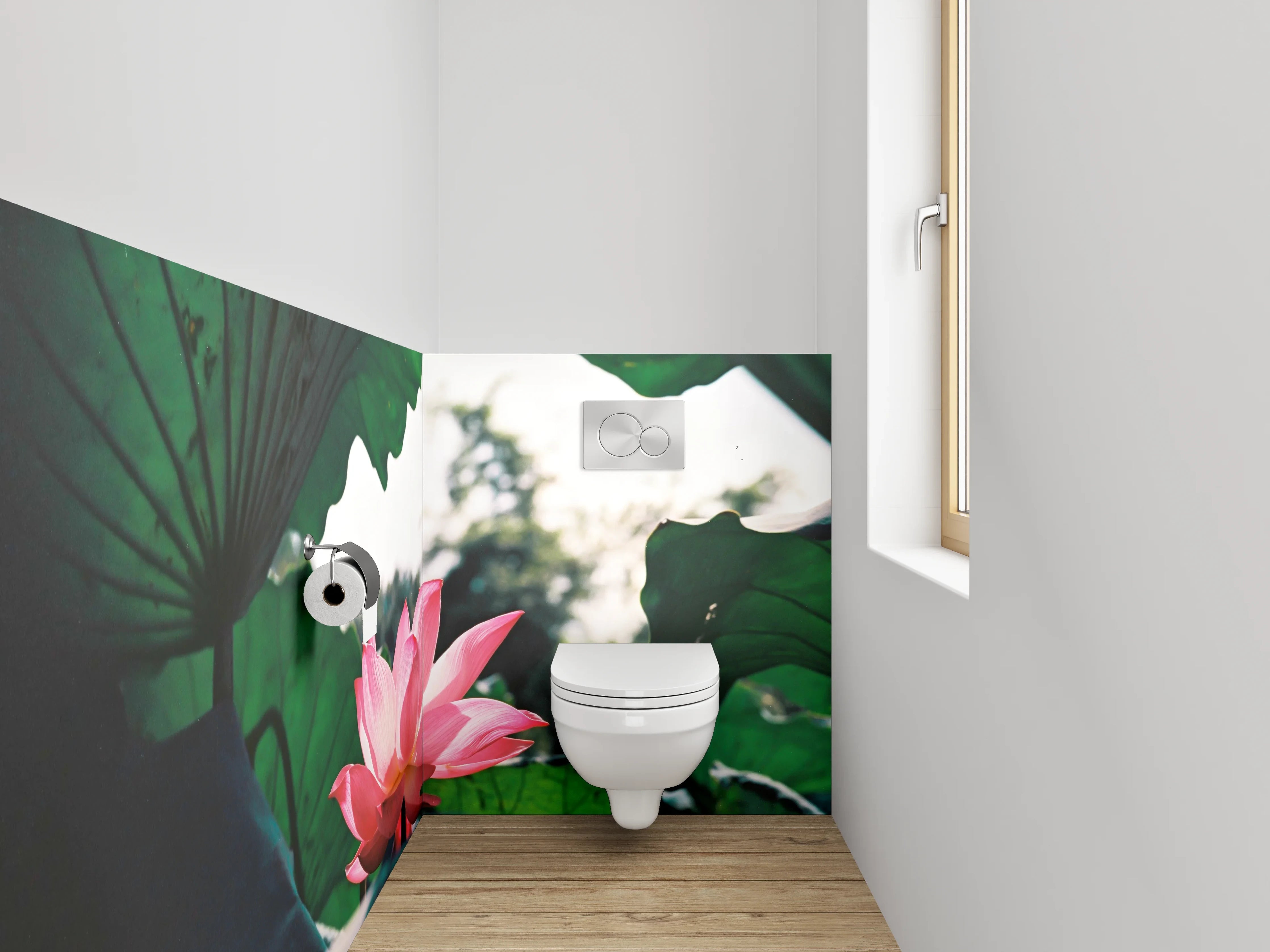 WC-Rückwand - Lotusblüte im Morgenlicht – Naturfoto