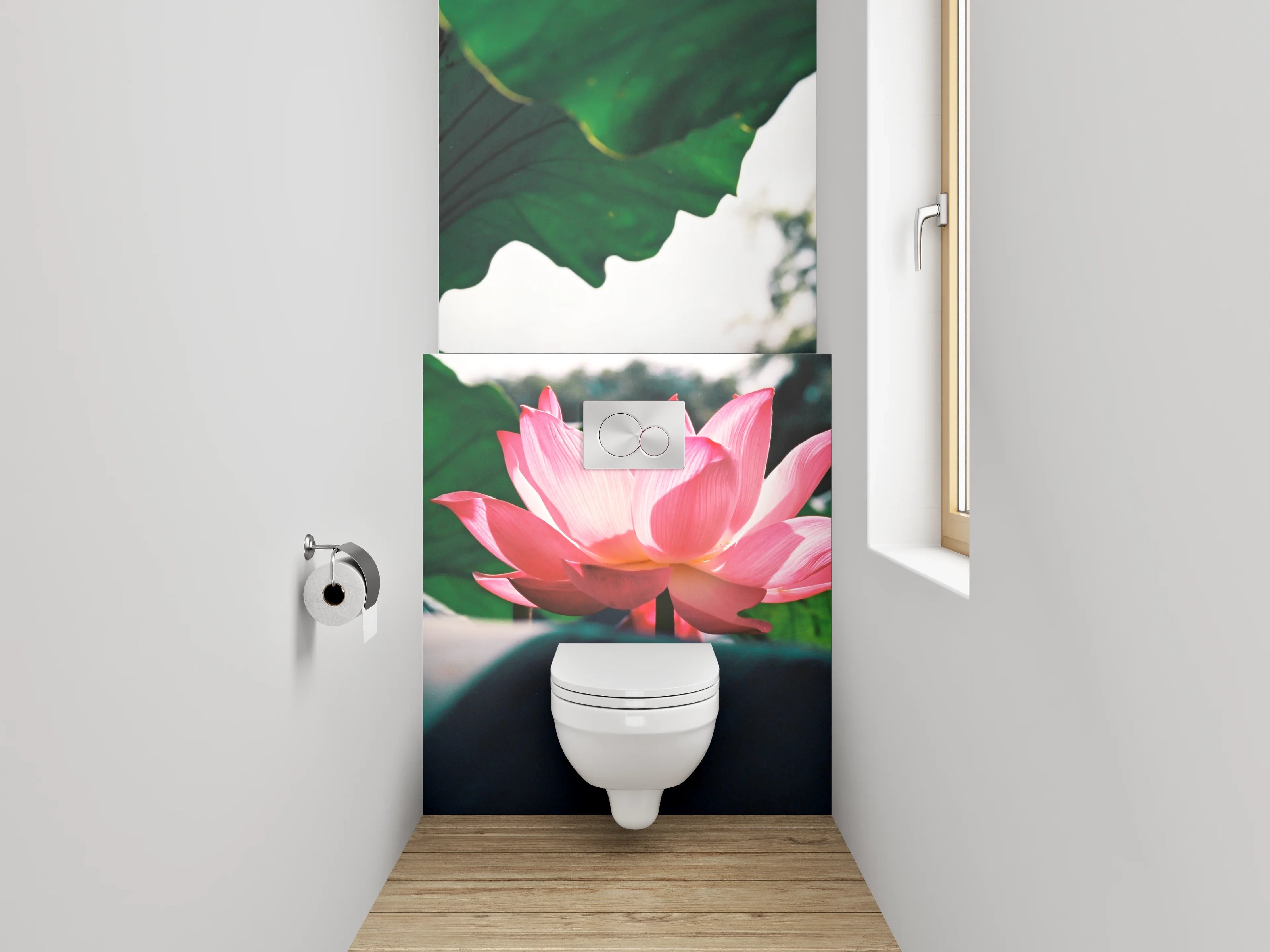 WC-Rückwand - Lotusblüte im Morgenlicht – Naturfoto