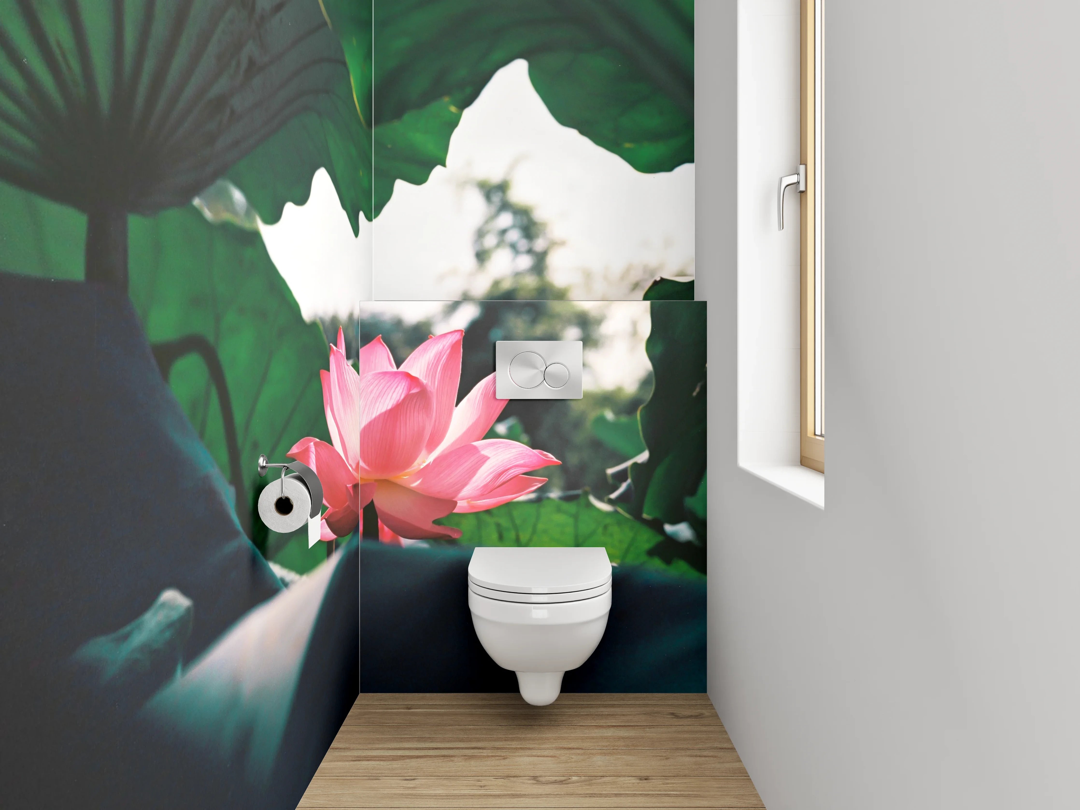 WC-Rückwand - Lotusblüte im Morgenlicht – Naturfoto