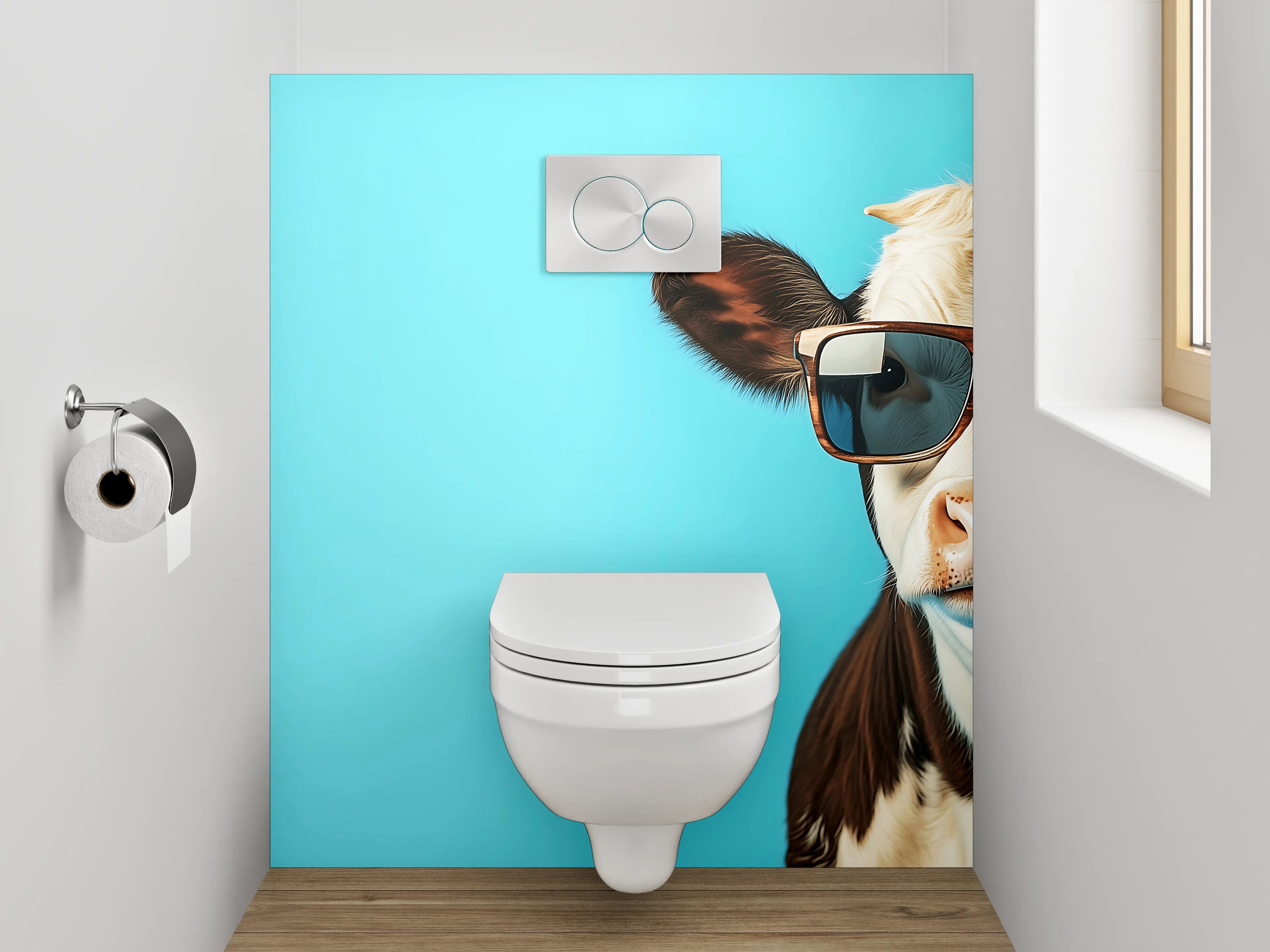 WC-Rückwand - Lustige Kuh mit Sonnenbrille