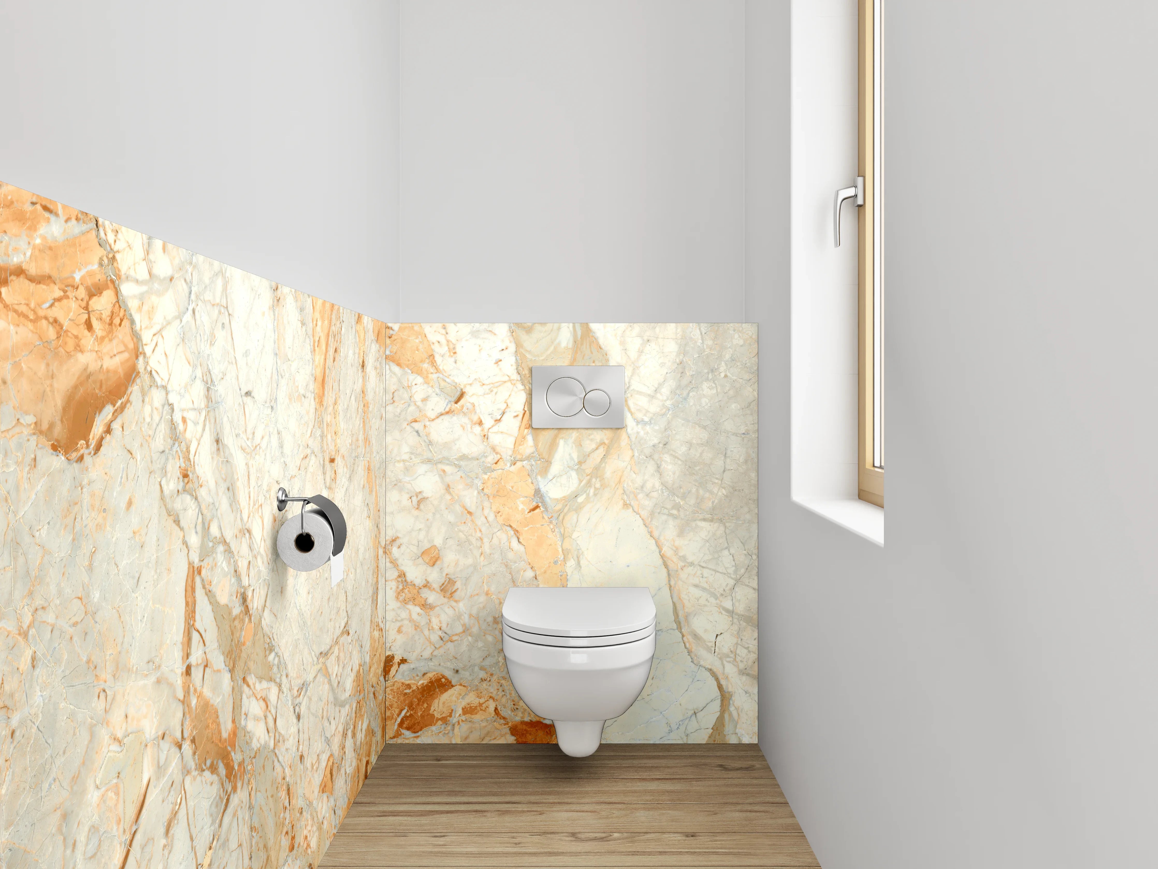 WC-Rückwand - Luxuriöse Marmoroptik Creme-Orange