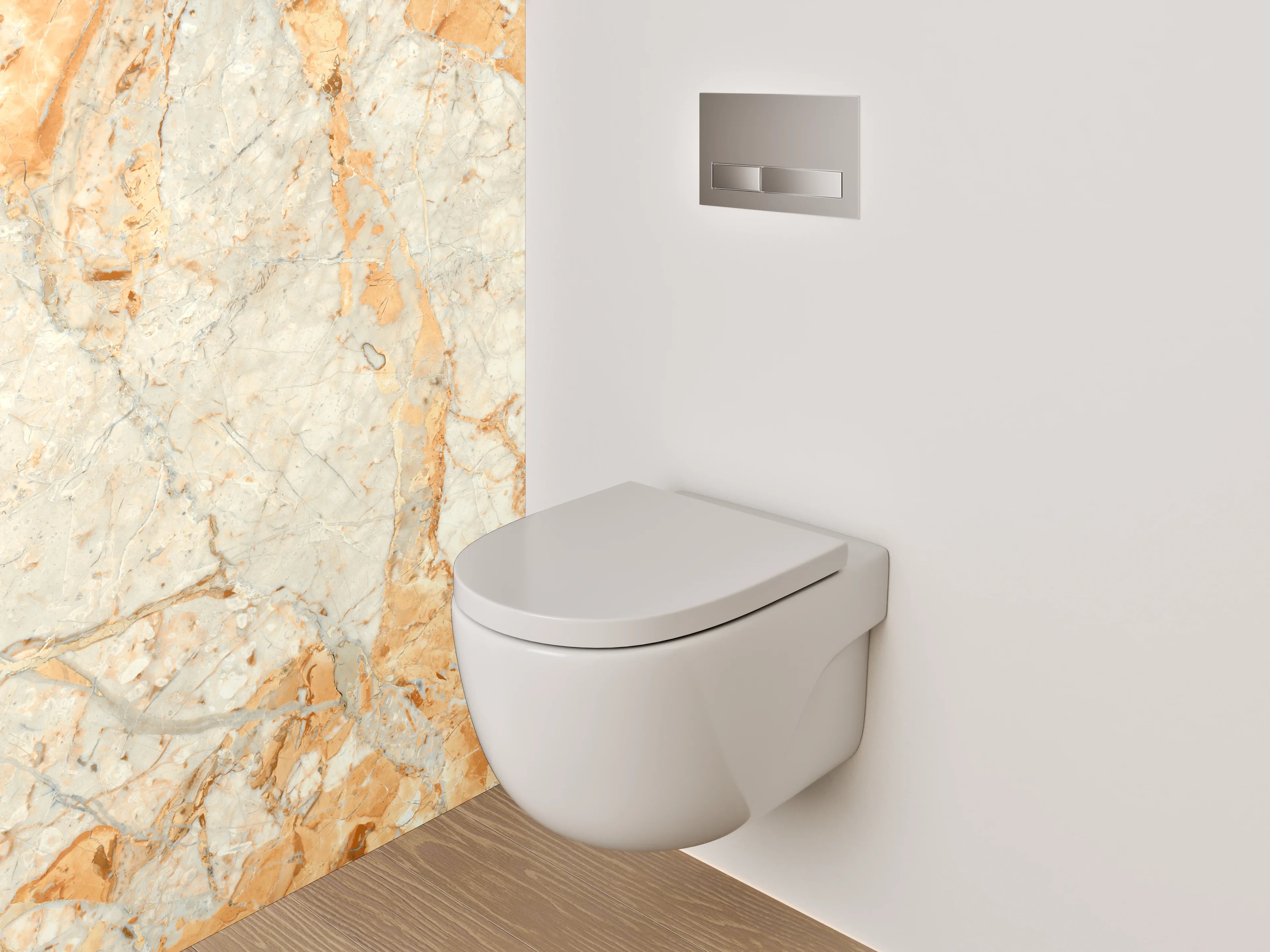 WC-Rückwand - Luxuriöse Marmoroptik Creme-Orange