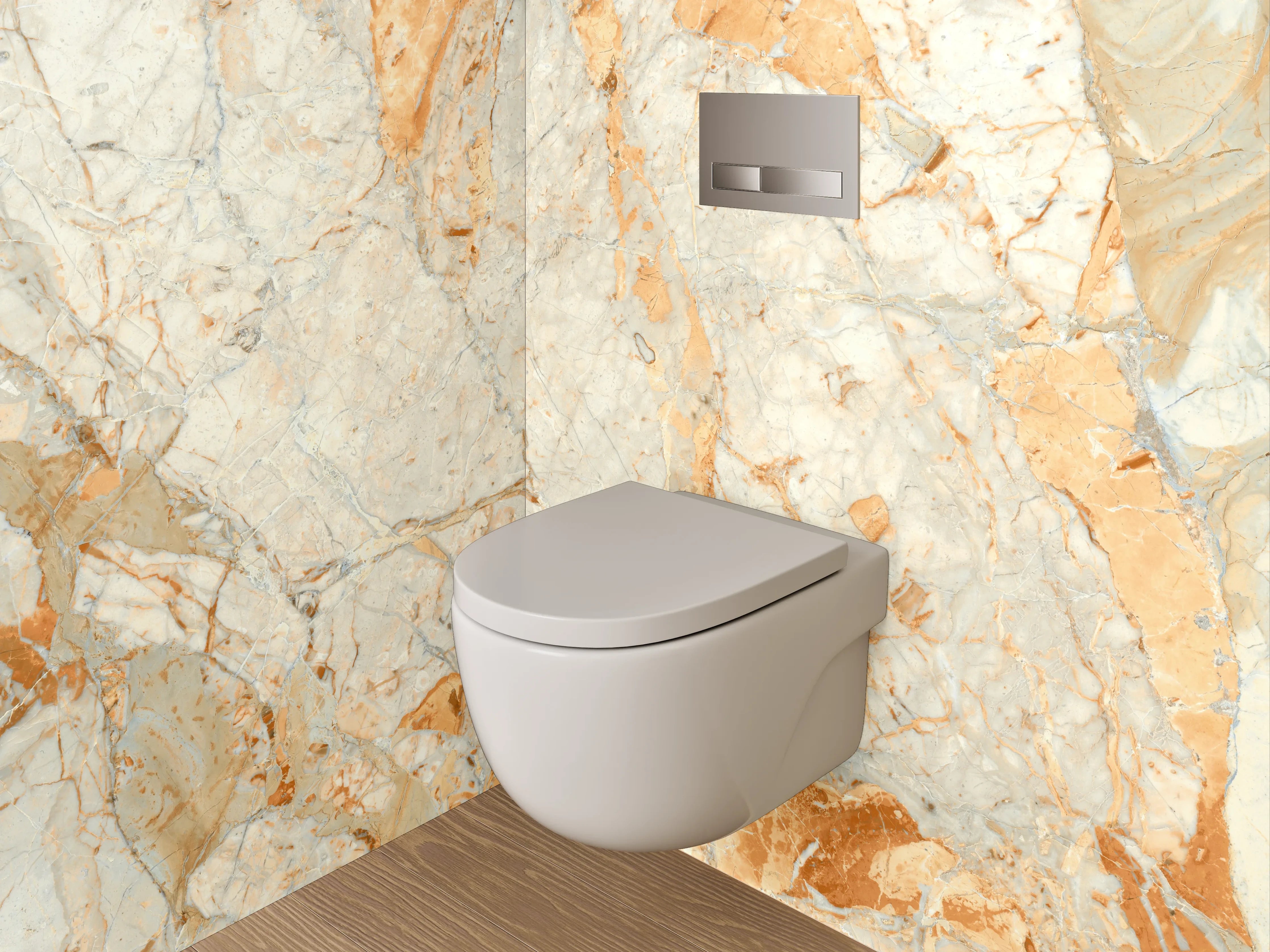 WC-Rückwand - Luxuriöse Marmoroptik Creme-Orange
