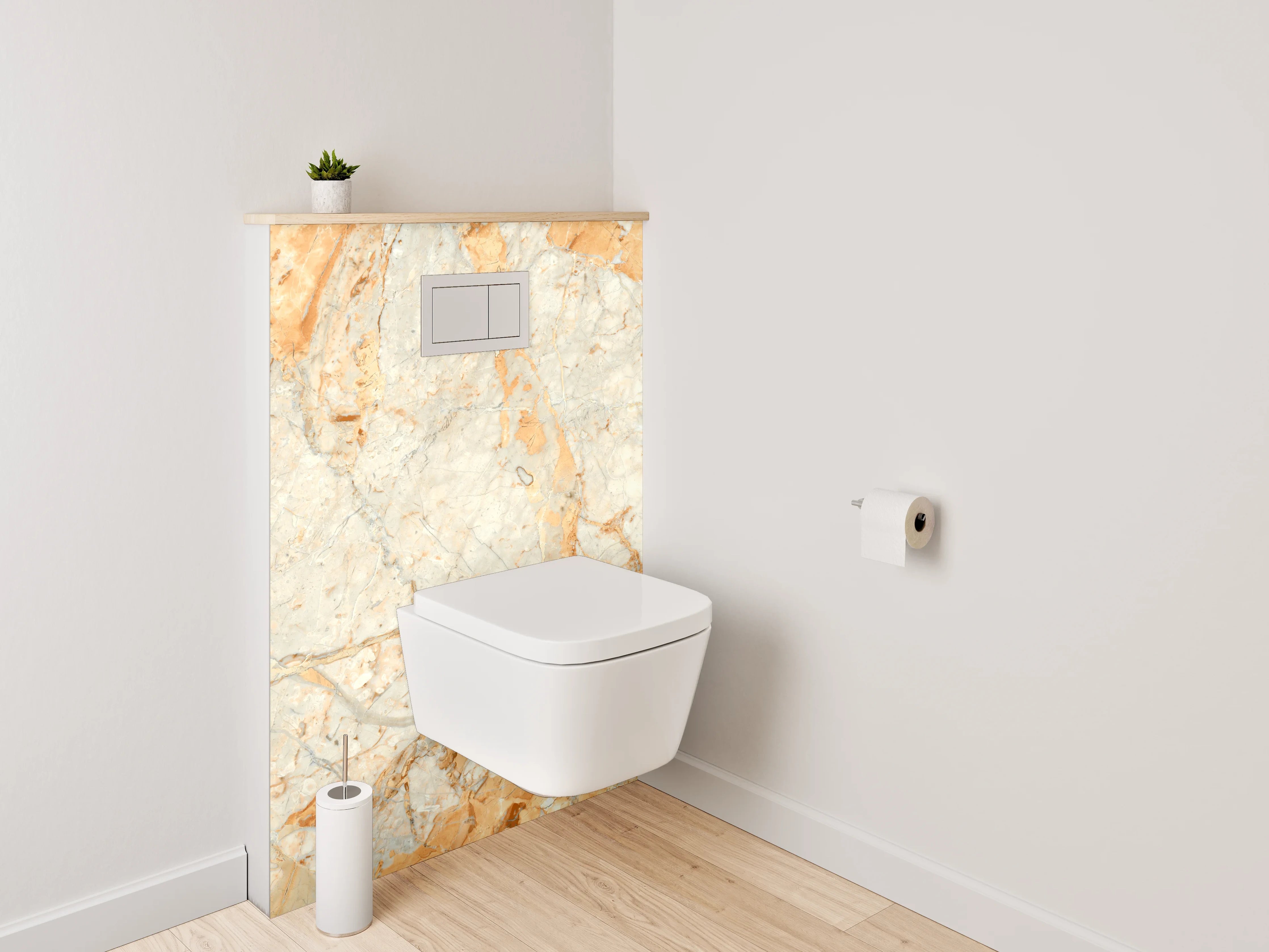 WC-Rückwand - Luxuriöse Marmoroptik Creme-Orange