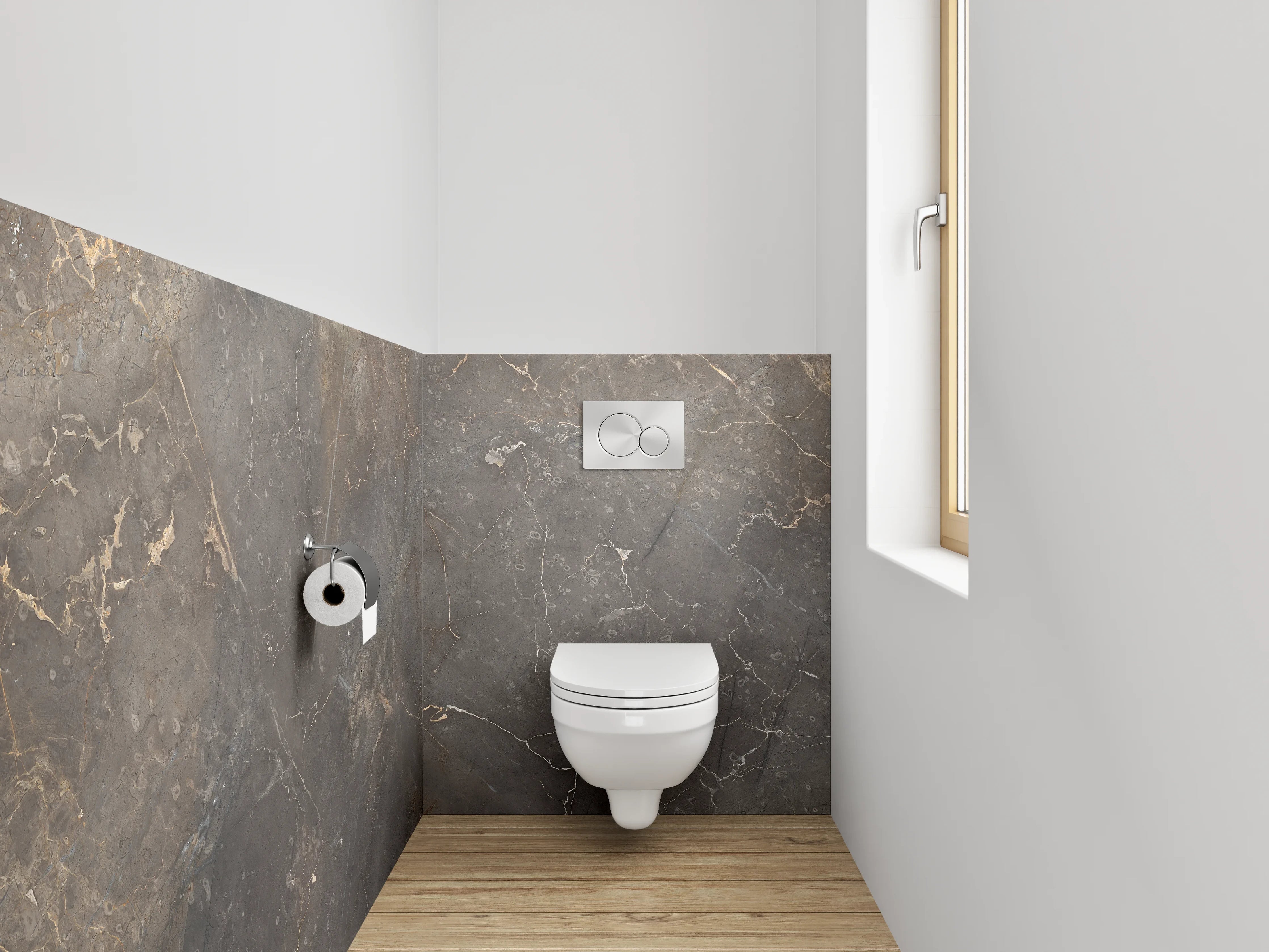 WC-Rückwand - Luxuriöse Marmoroptik Grau Gold