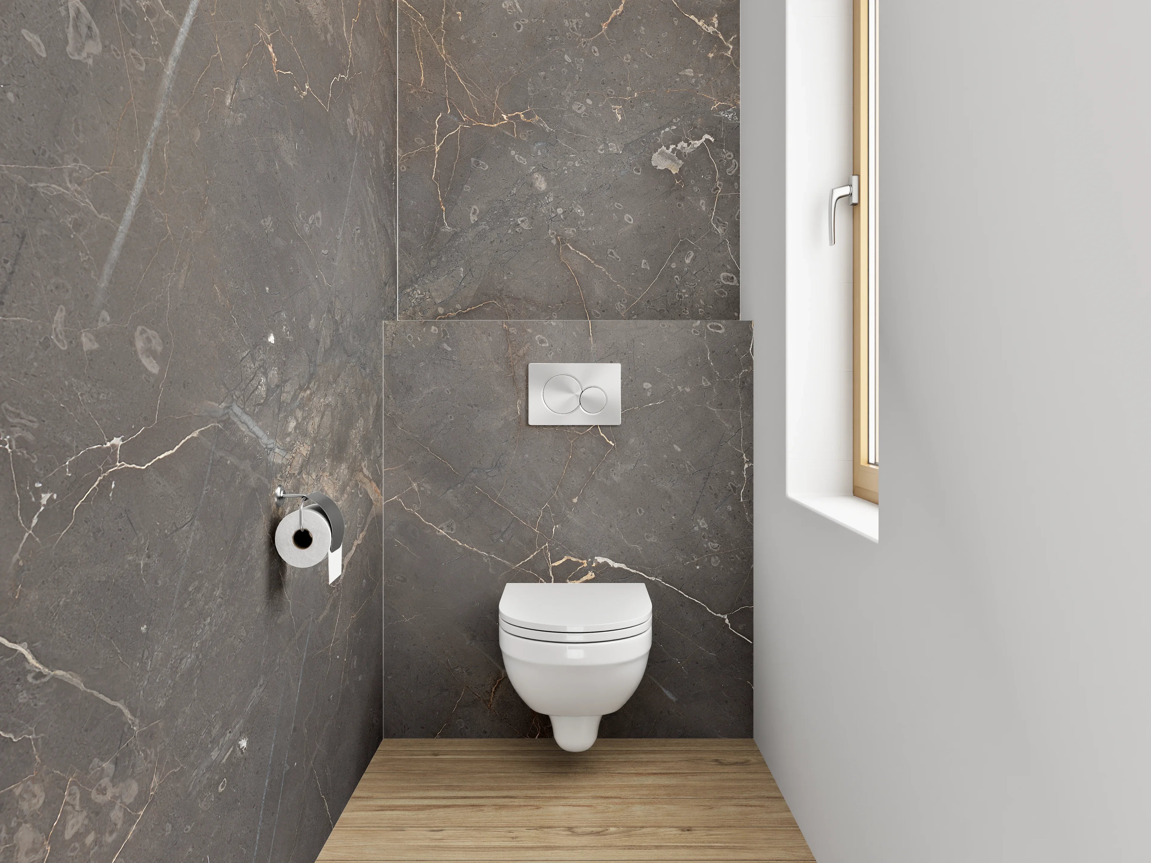 WC-Rückwand - Luxuriöse Marmoroptik Grau Gold