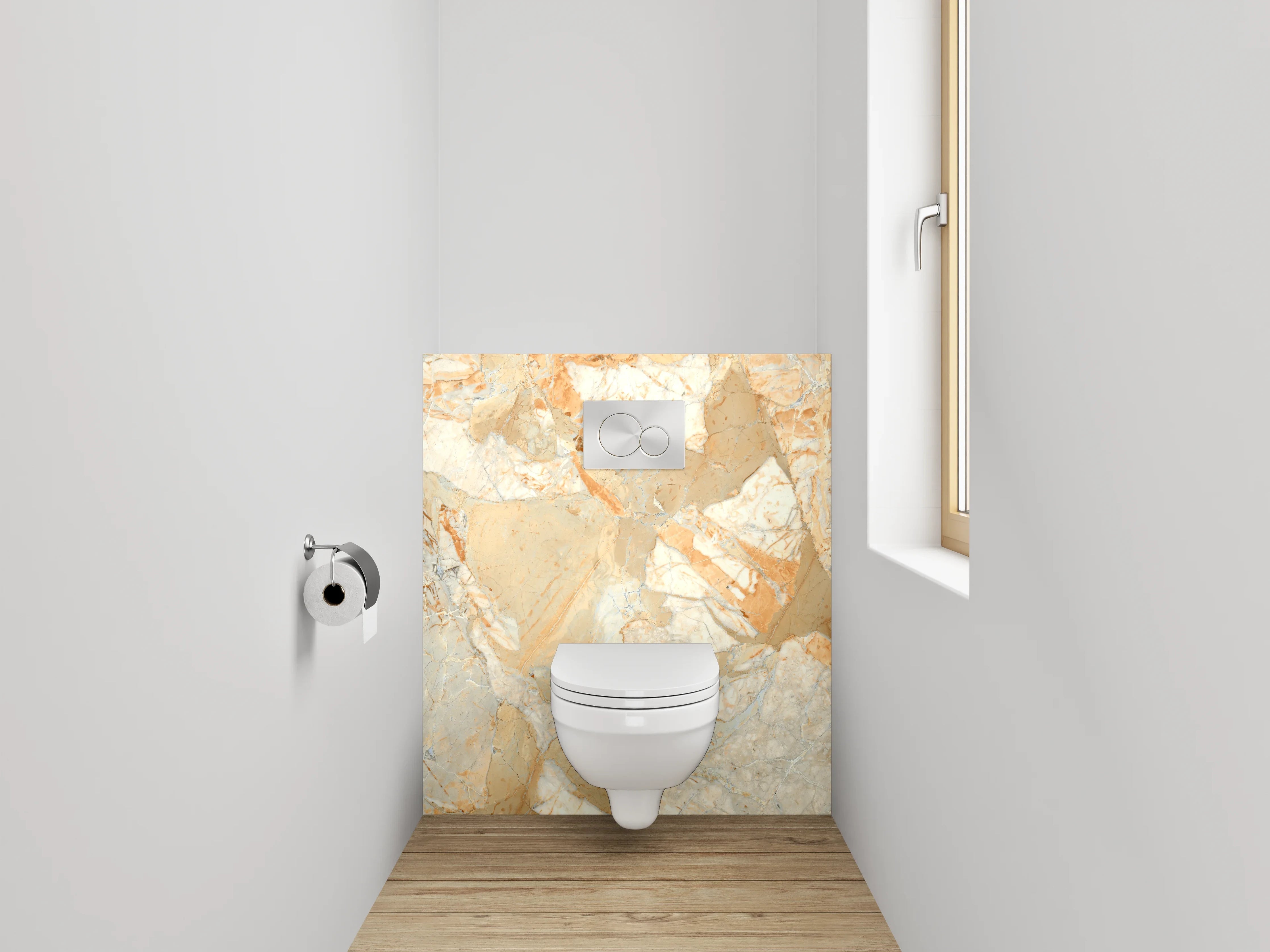 WC-Rückwand - Luxuriöse Marmoroptik Orange Beige Grau