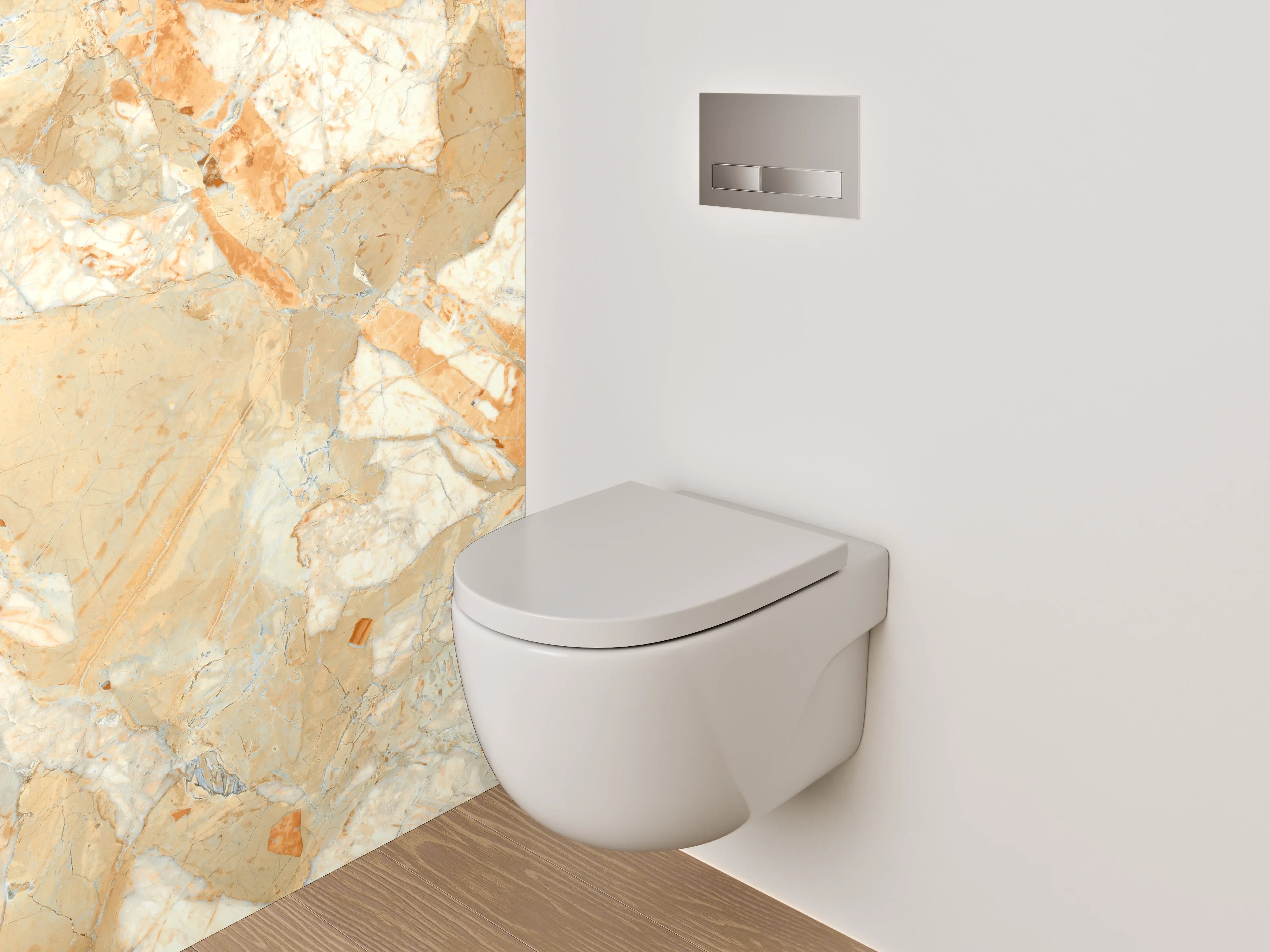 WC-Rückwand - Luxuriöse Marmoroptik Orange Beige Grau