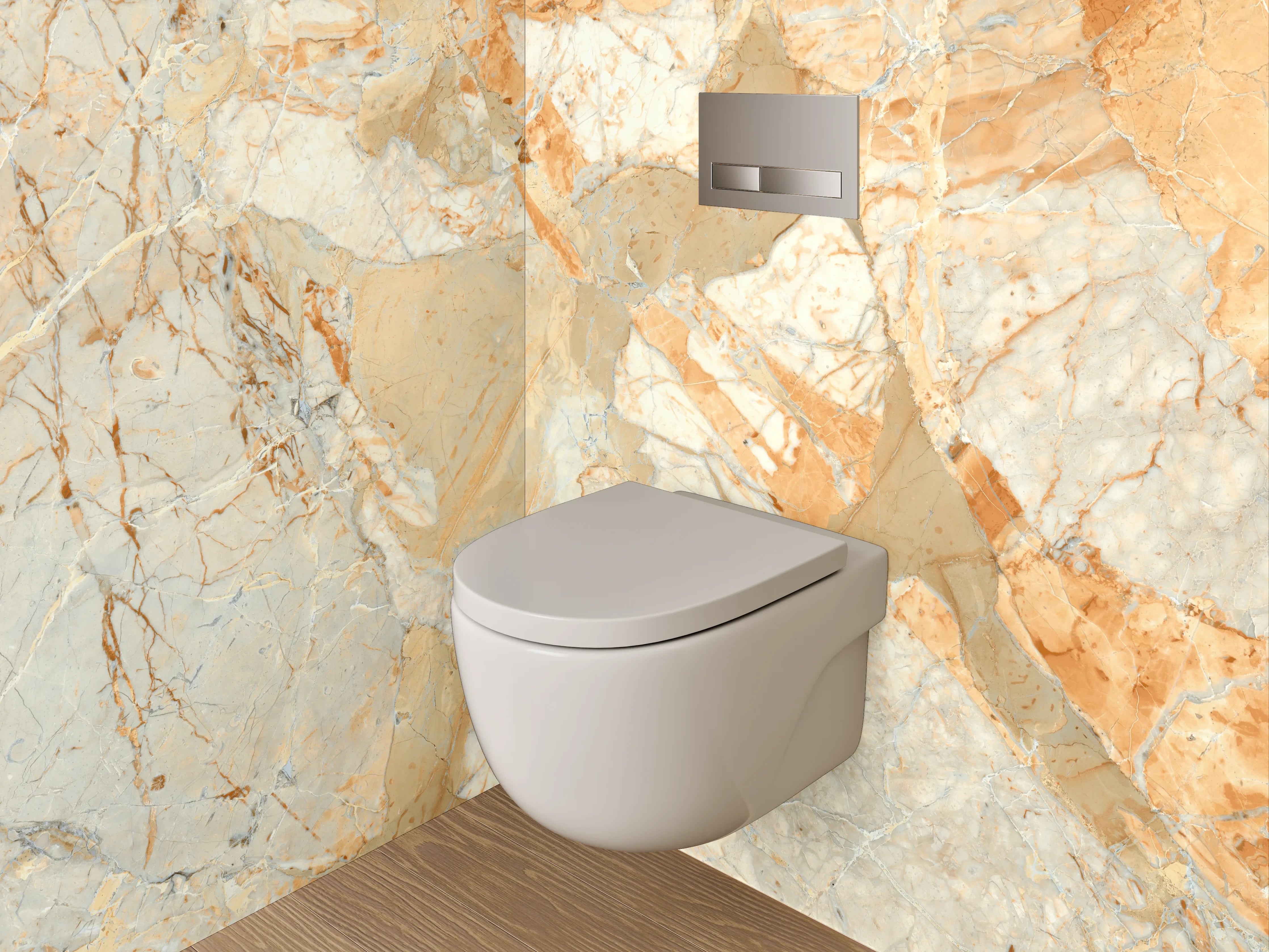 WC-Rückwand - Luxuriöse Marmoroptik Orange Beige Grau