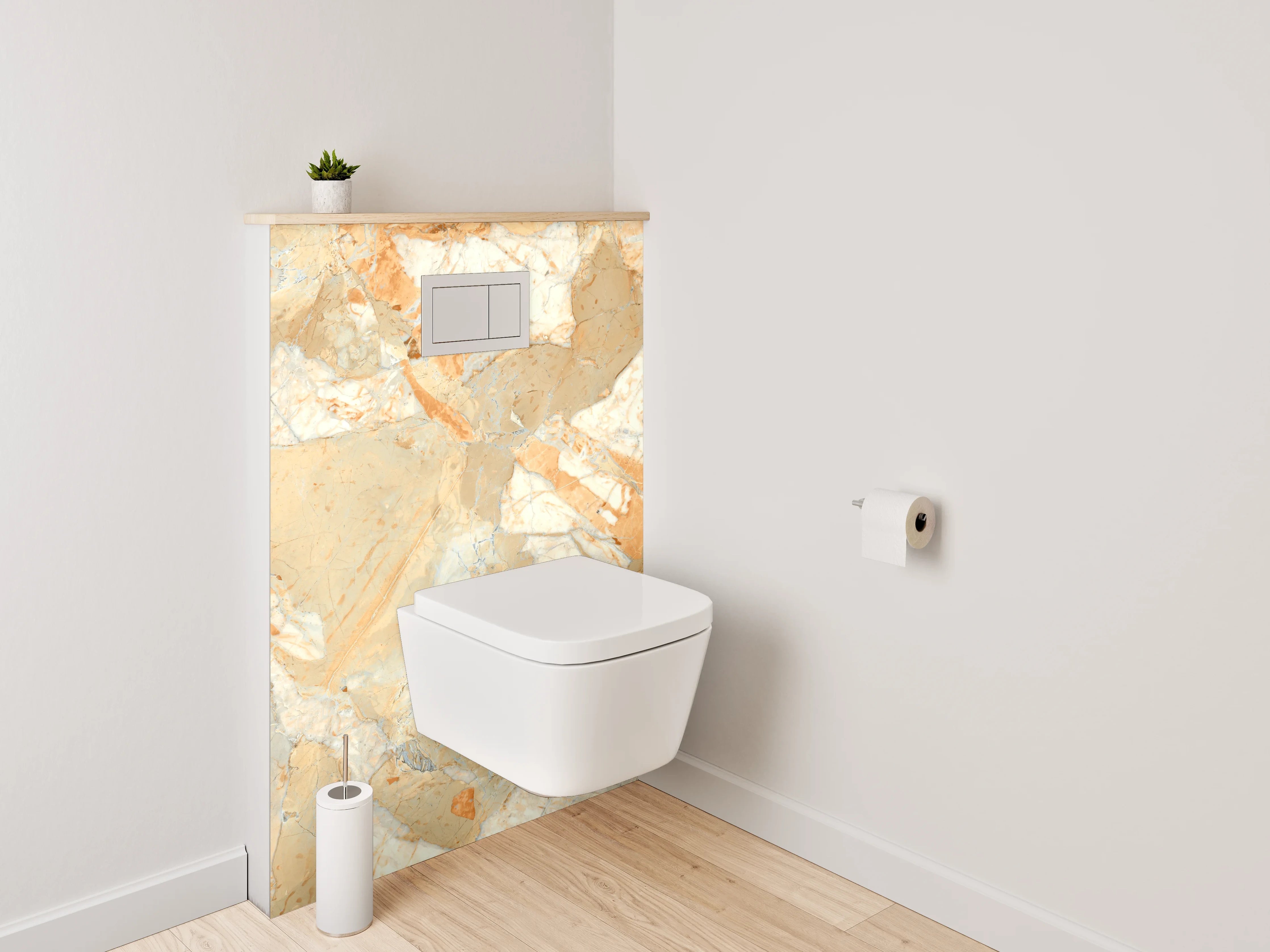 WC-Rückwand - Luxuriöse Marmoroptik Orange Beige Grau