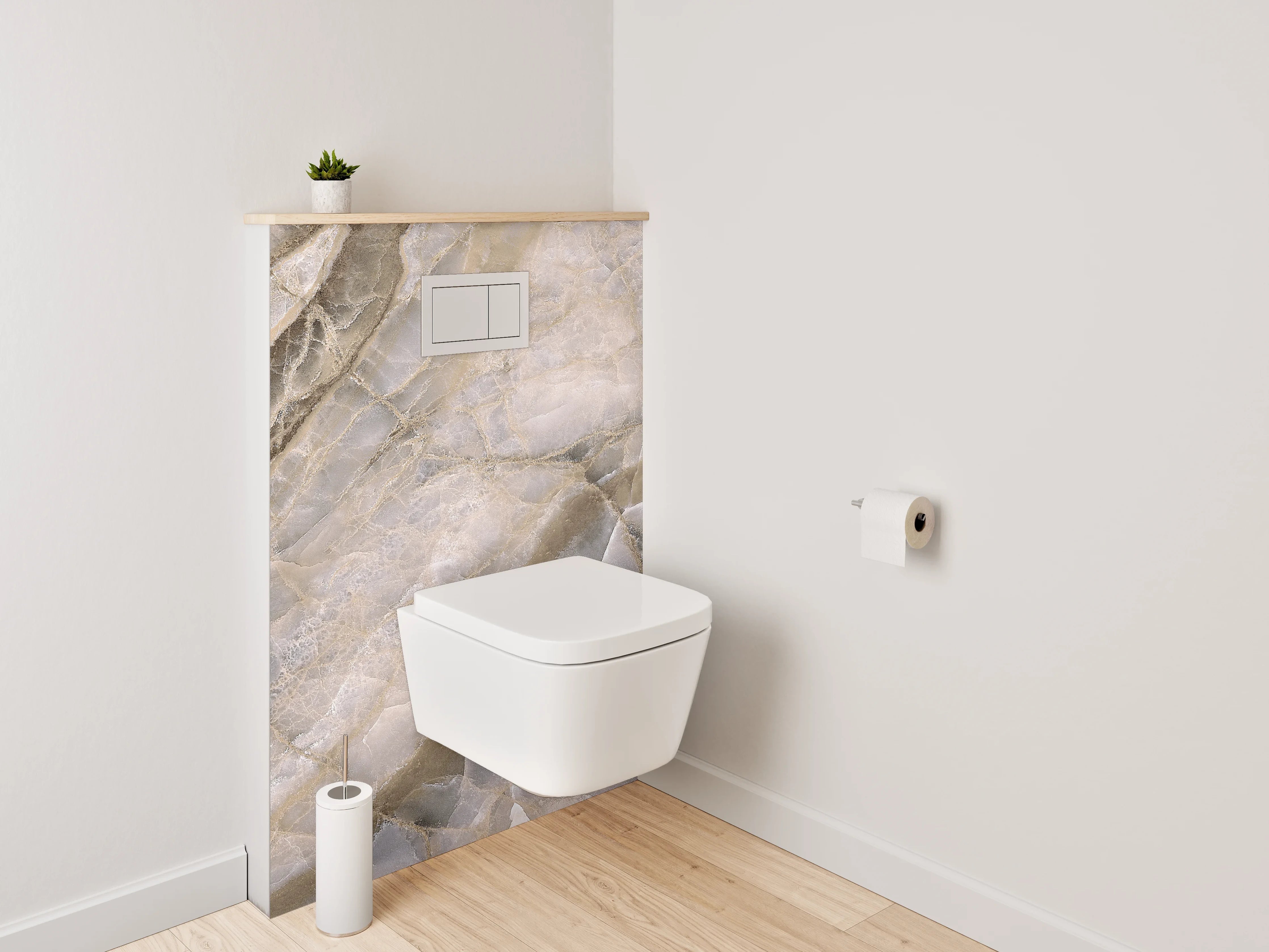 WC-Rückwand - Luxuriöse beige-graue Marmoroptik