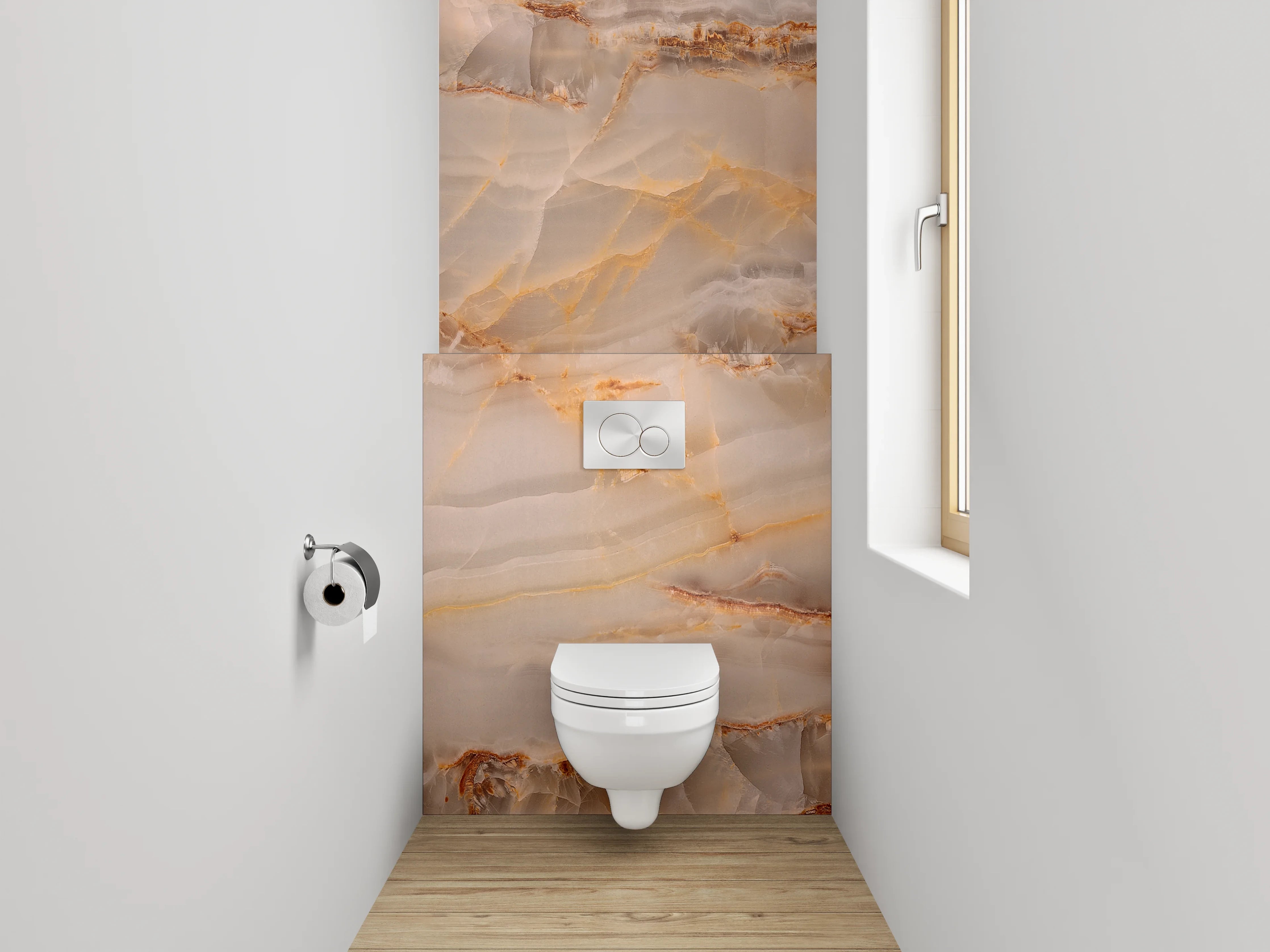 WC-Rückwand - Luxus Marmoroptik Beige Braun