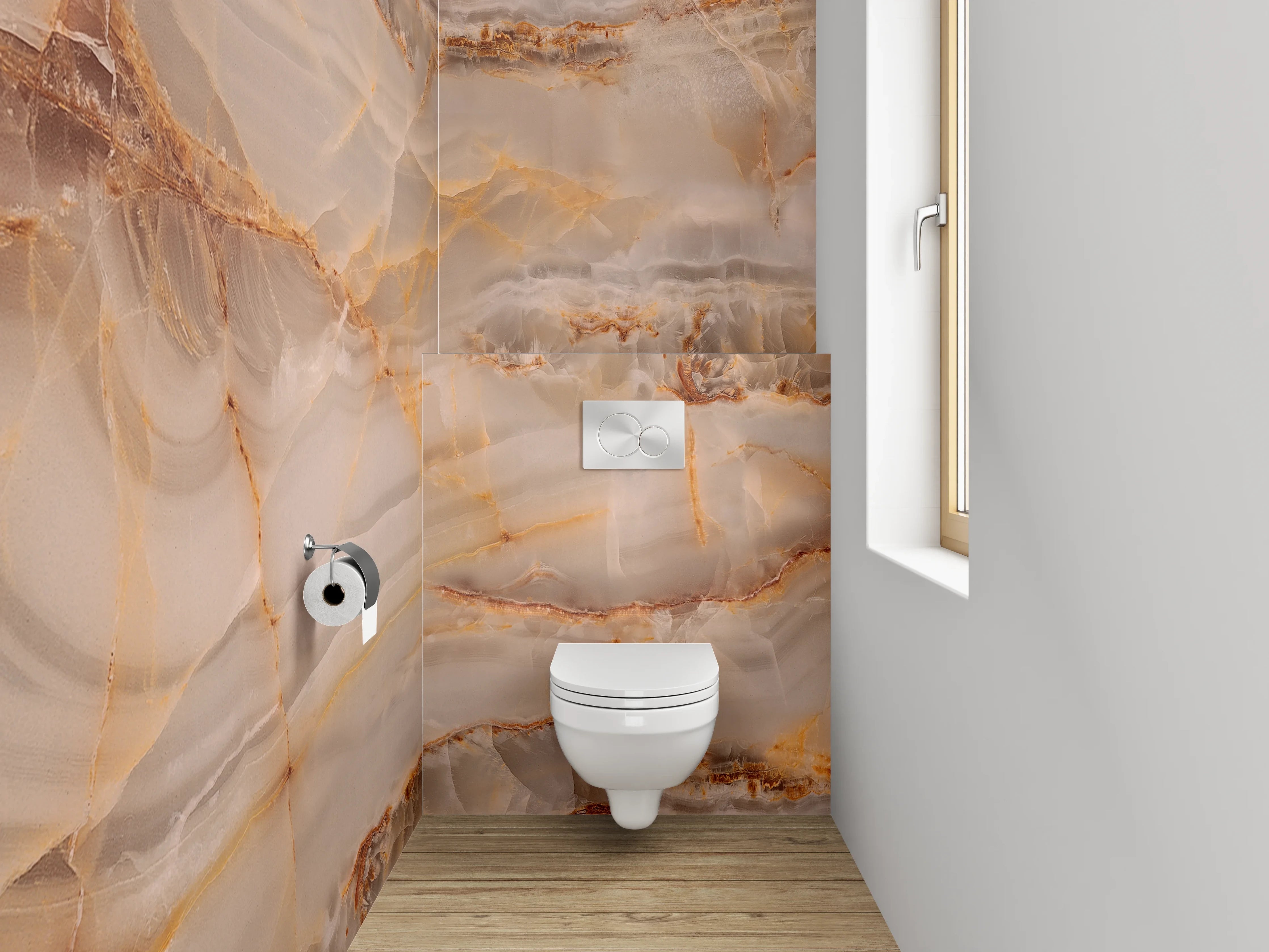 WC-Rückwand - Luxus Marmoroptik Beige Braun