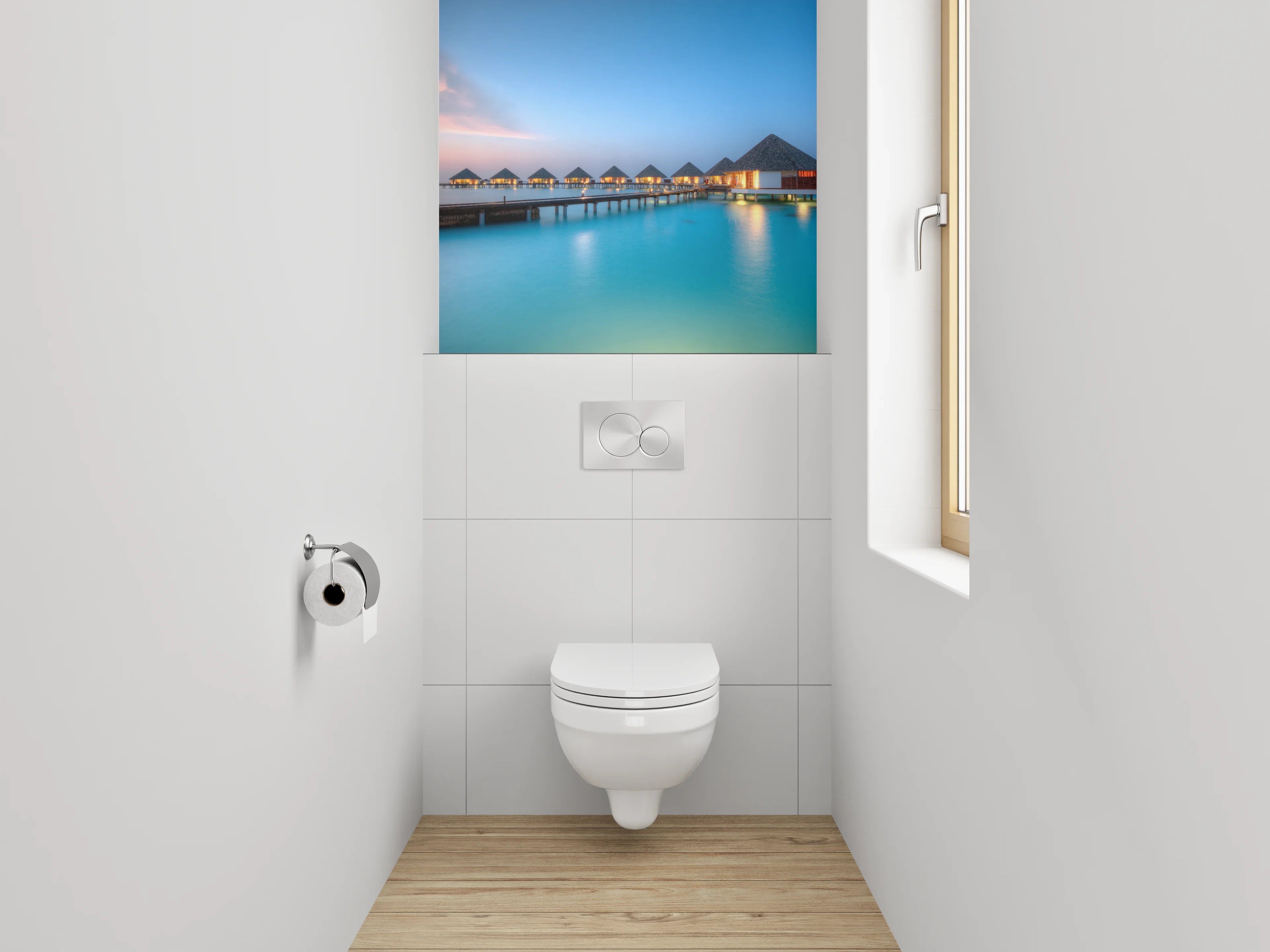 WC-Rückwand - Luxus Wasservillen auf türkisblauem Meer