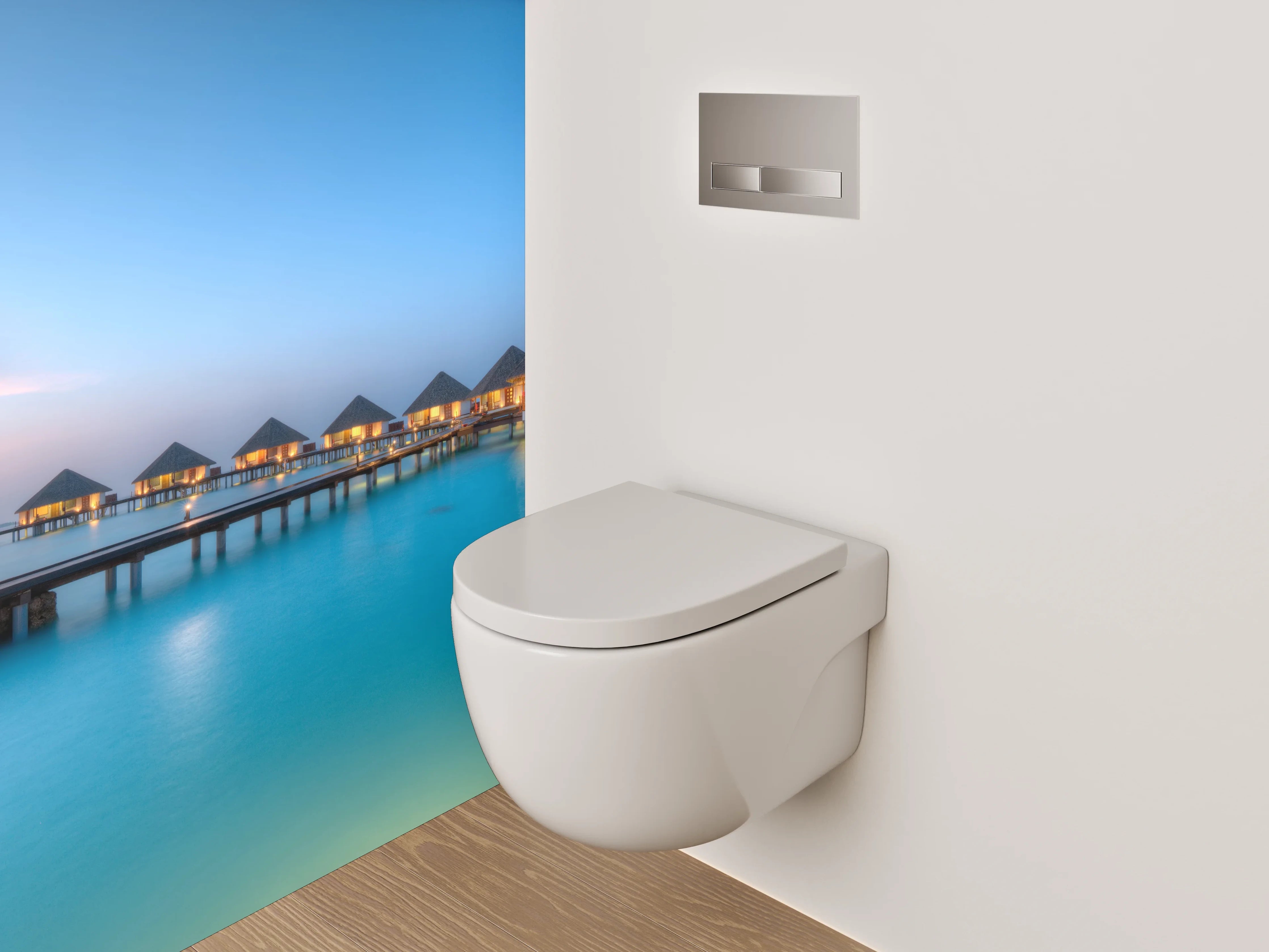 WC-Rückwand - Luxus Wasservillen auf türkisblauem Meer