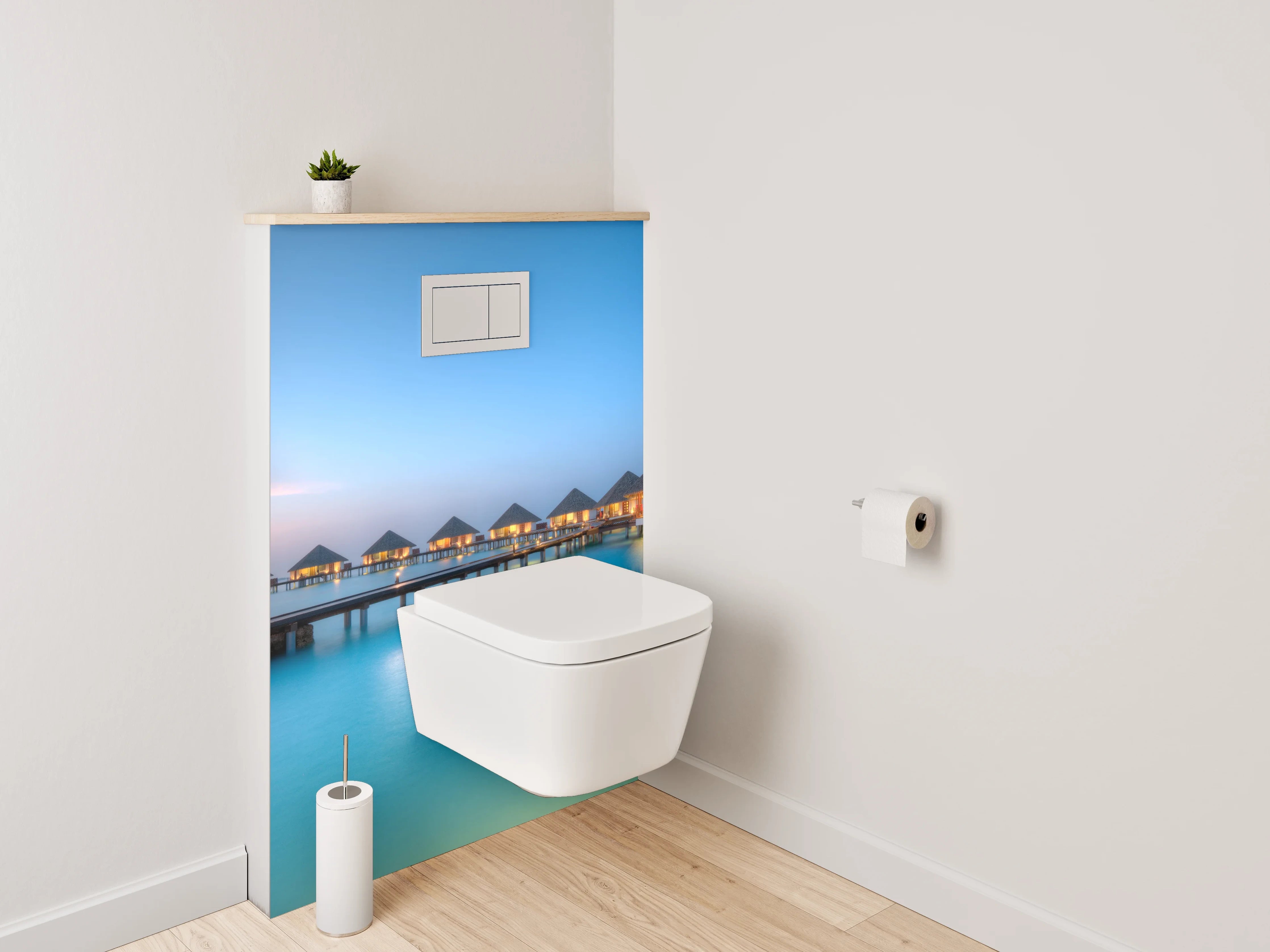 WC-Rückwand - Luxus Wasservillen auf türkisblauem Meer