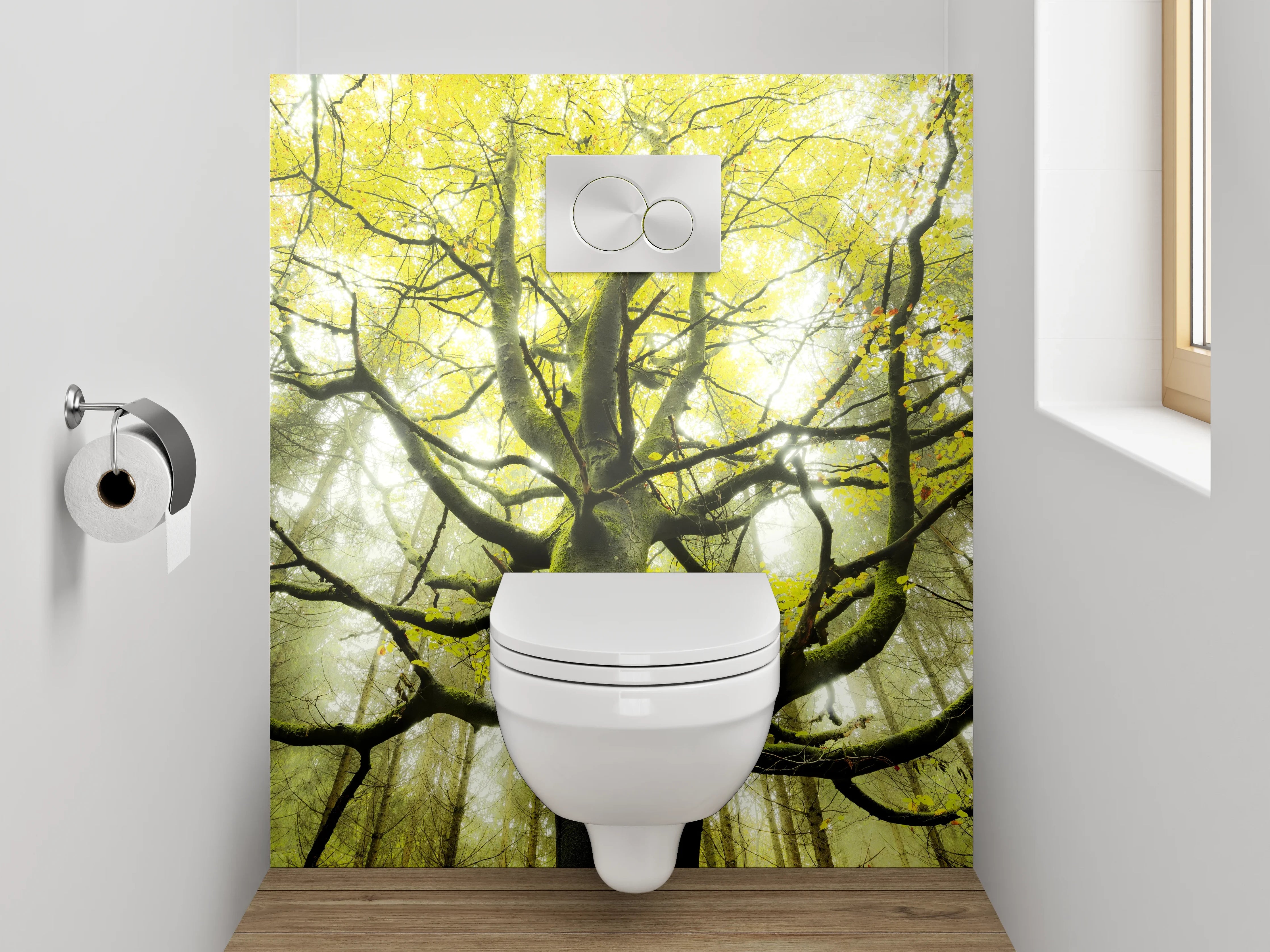 WC-Rückwand - Märchenhafter Baum im Frühlingswald