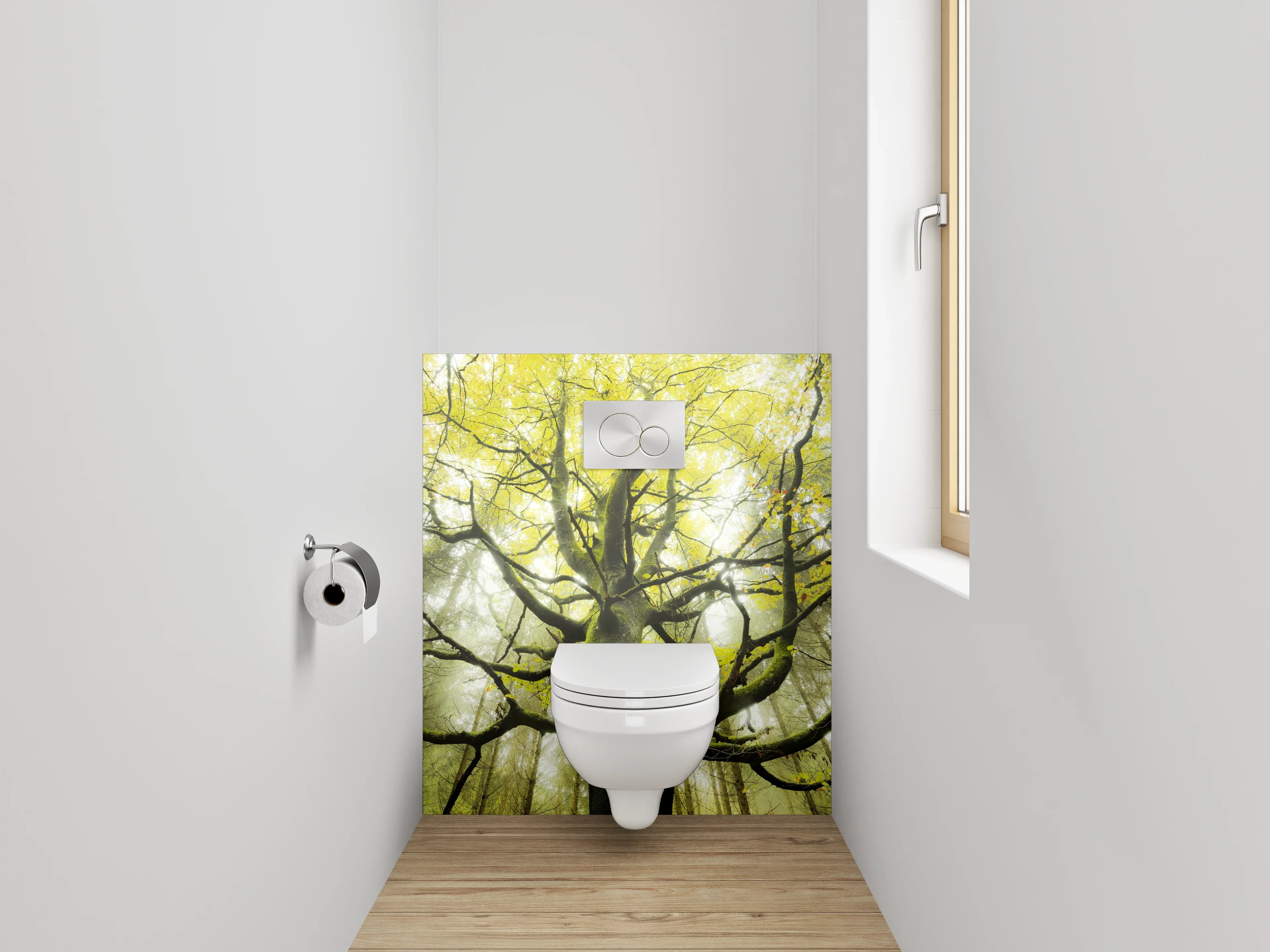 WC-Rückwand - Märchenhafter Baum im Frühlingswald