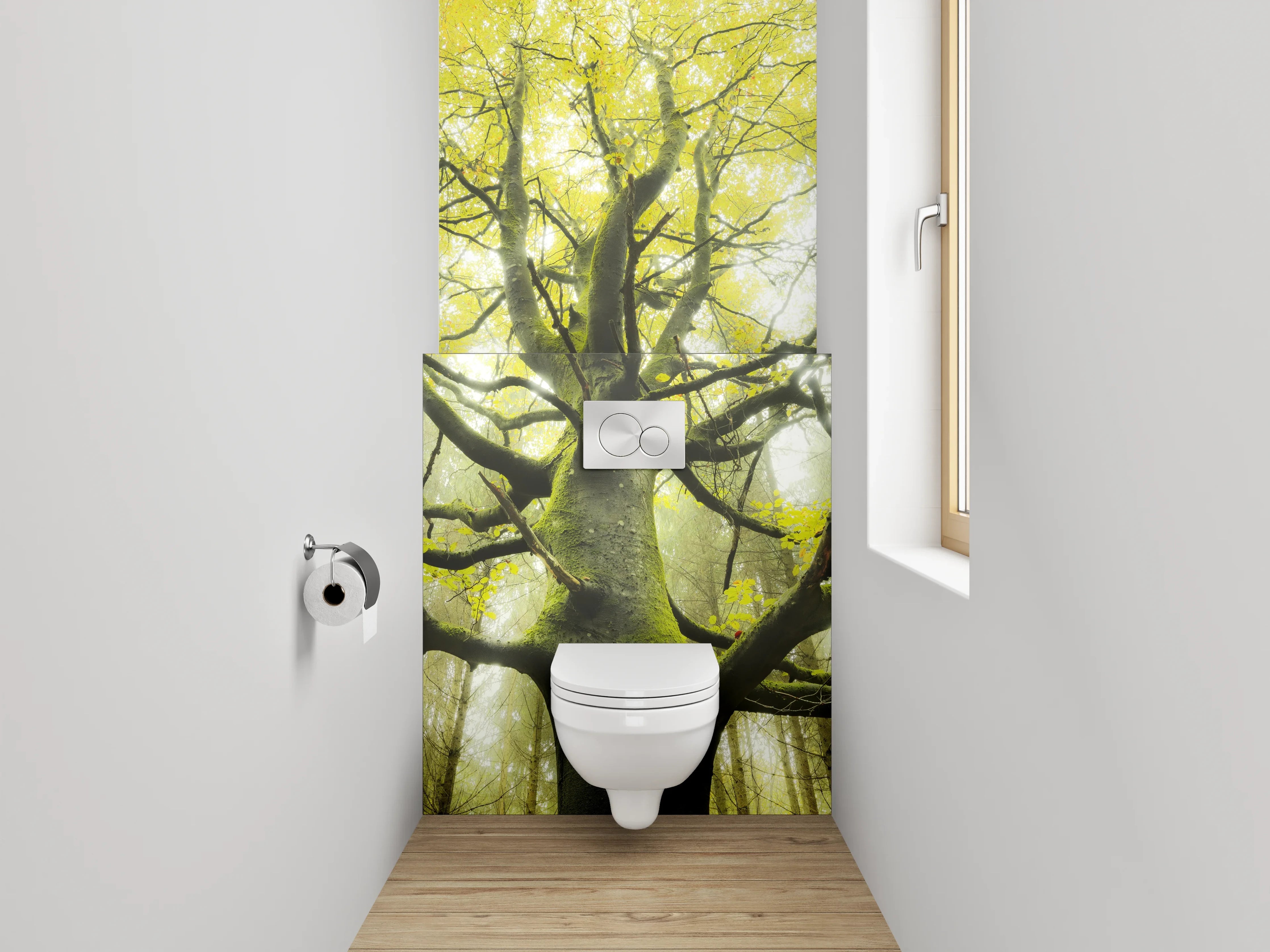WC-Rückwand - Märchenhafter Baum im Frühlingswald