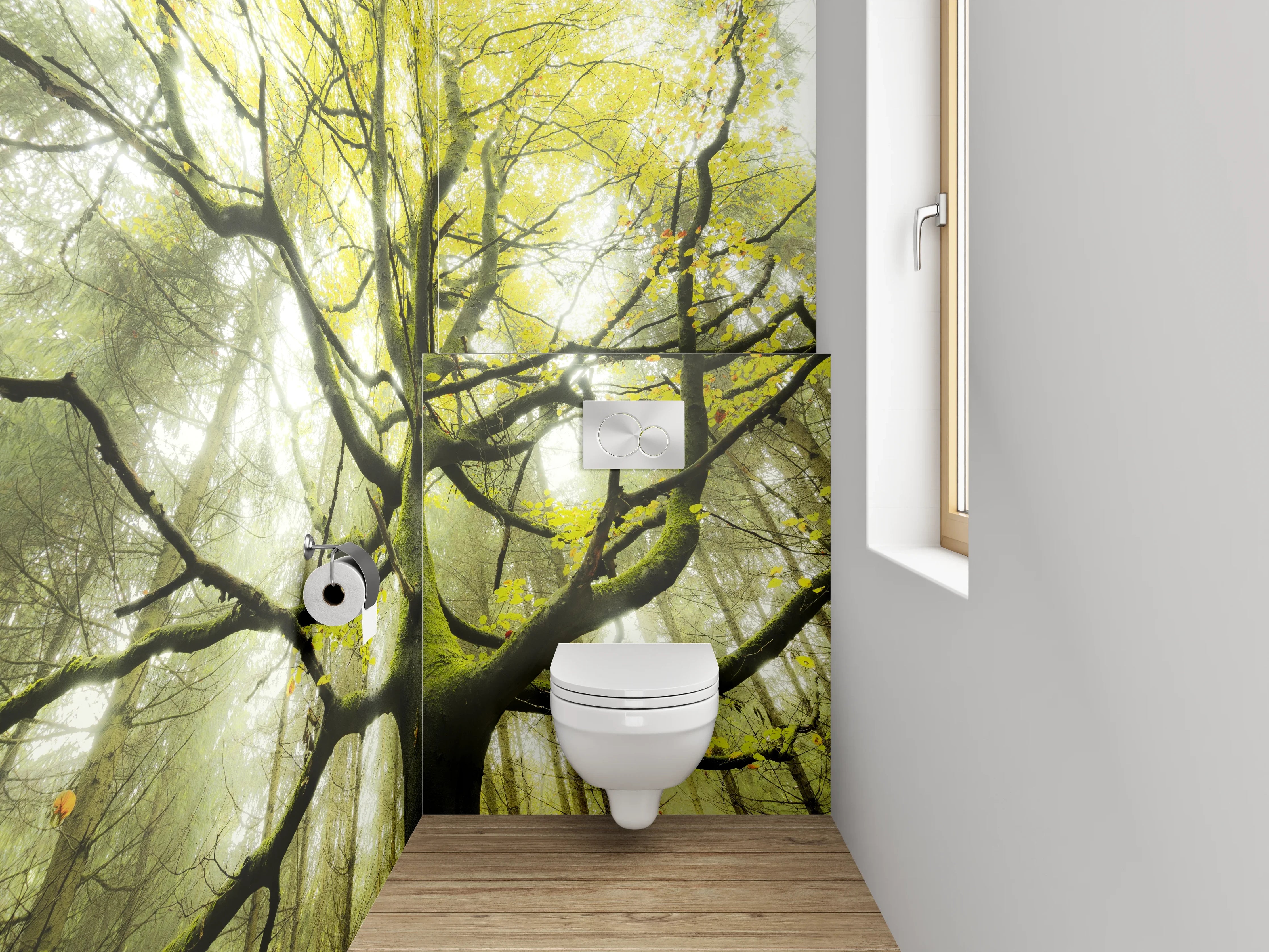 WC-Rückwand - Märchenhafter Baum im Frühlingswald