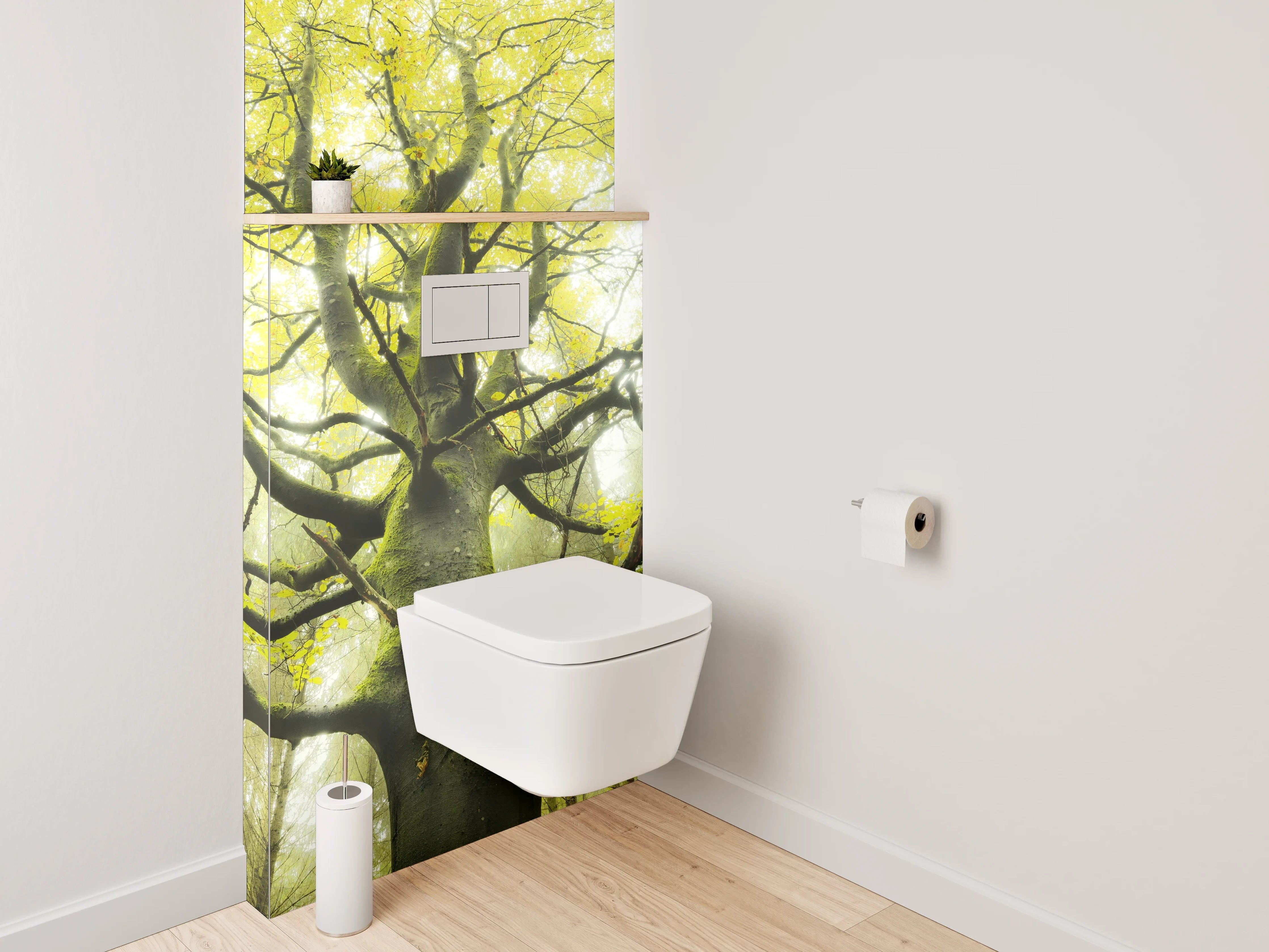 WC-Rückwand - Märchenhafter Baum im Frühlingswald