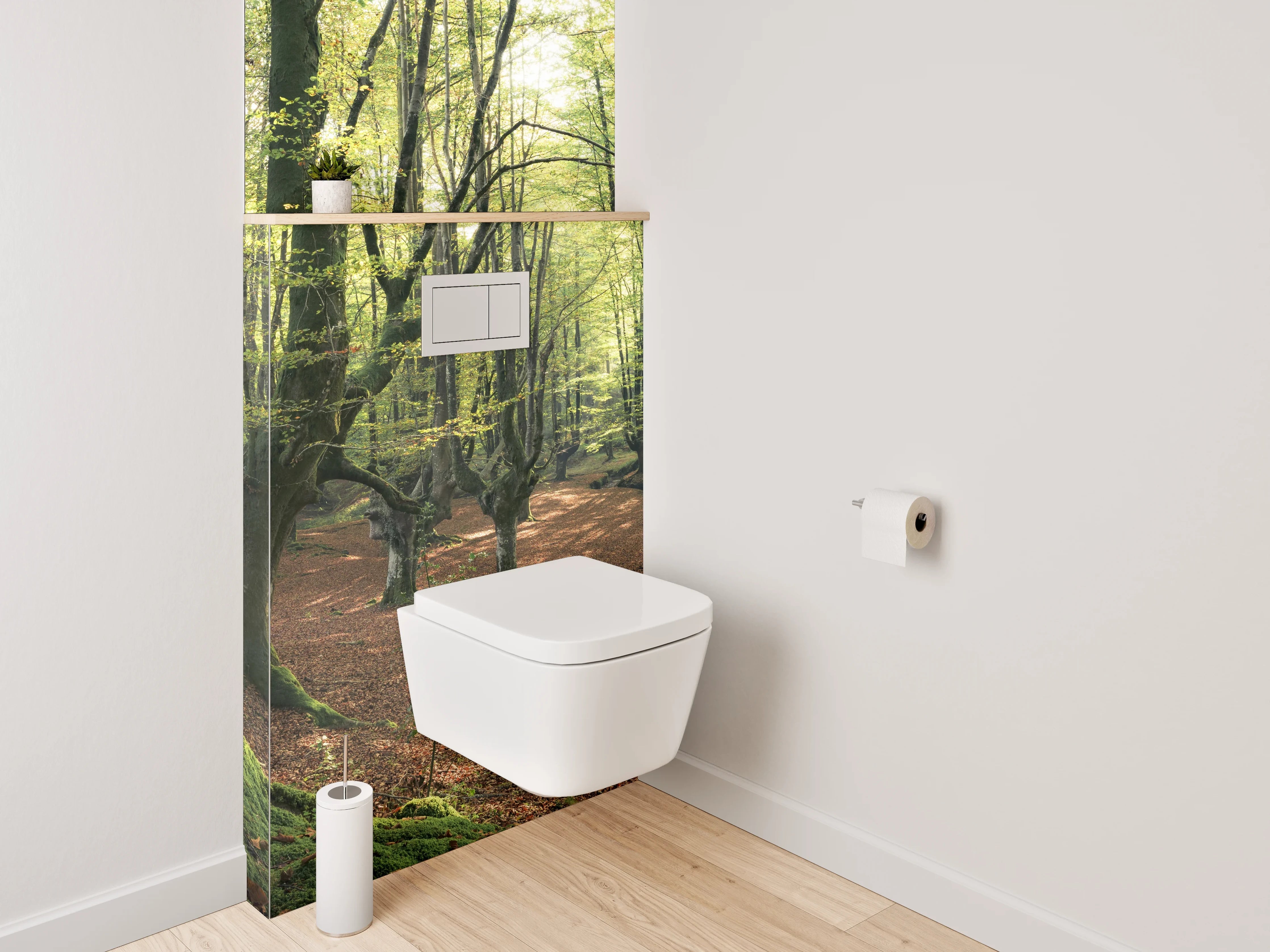 WC-Rückwand - Märchenhafter Frühlingswald Sonnenlicht