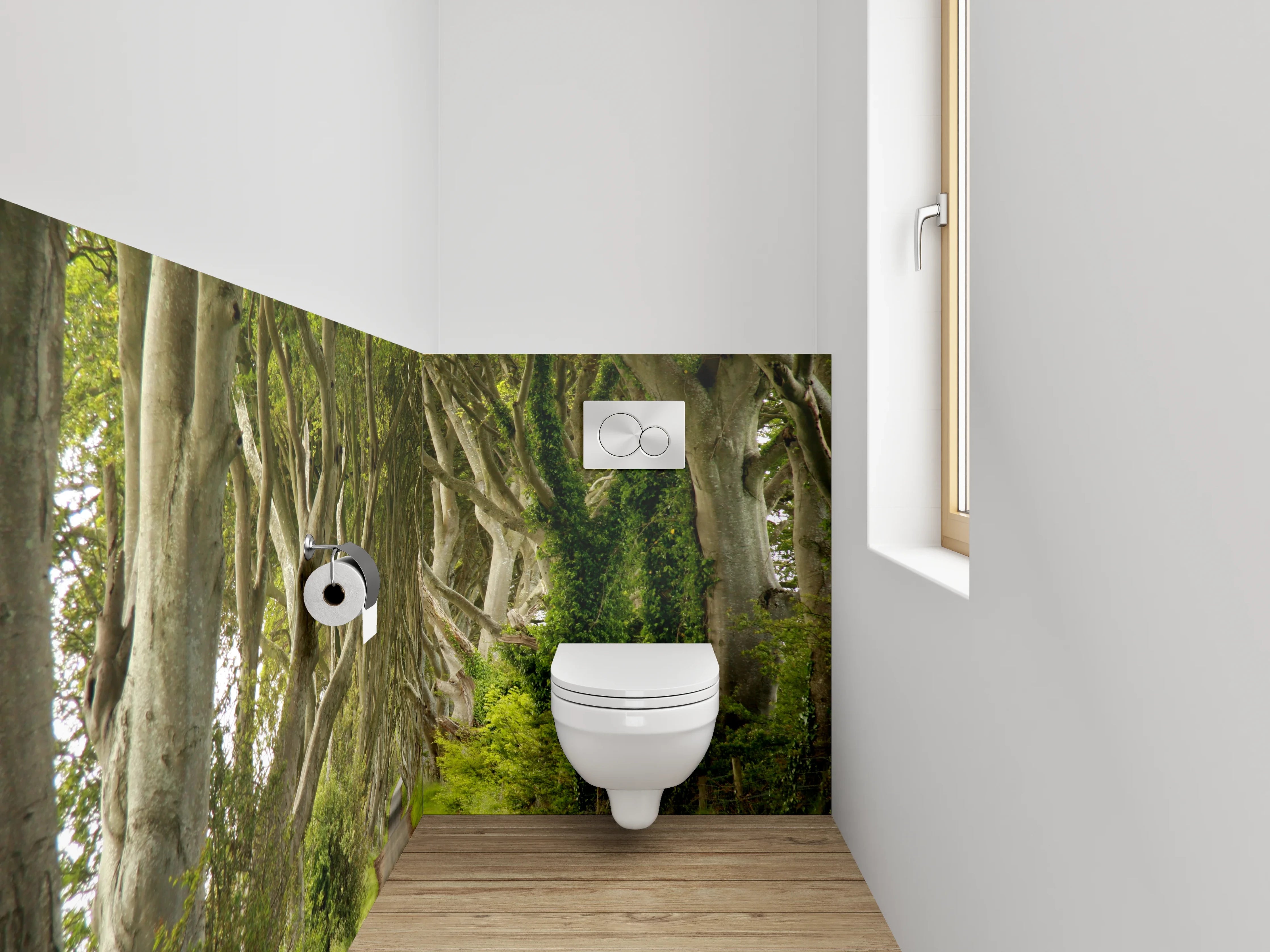 WC-Rückwand - Magische Allee im Buchenwald