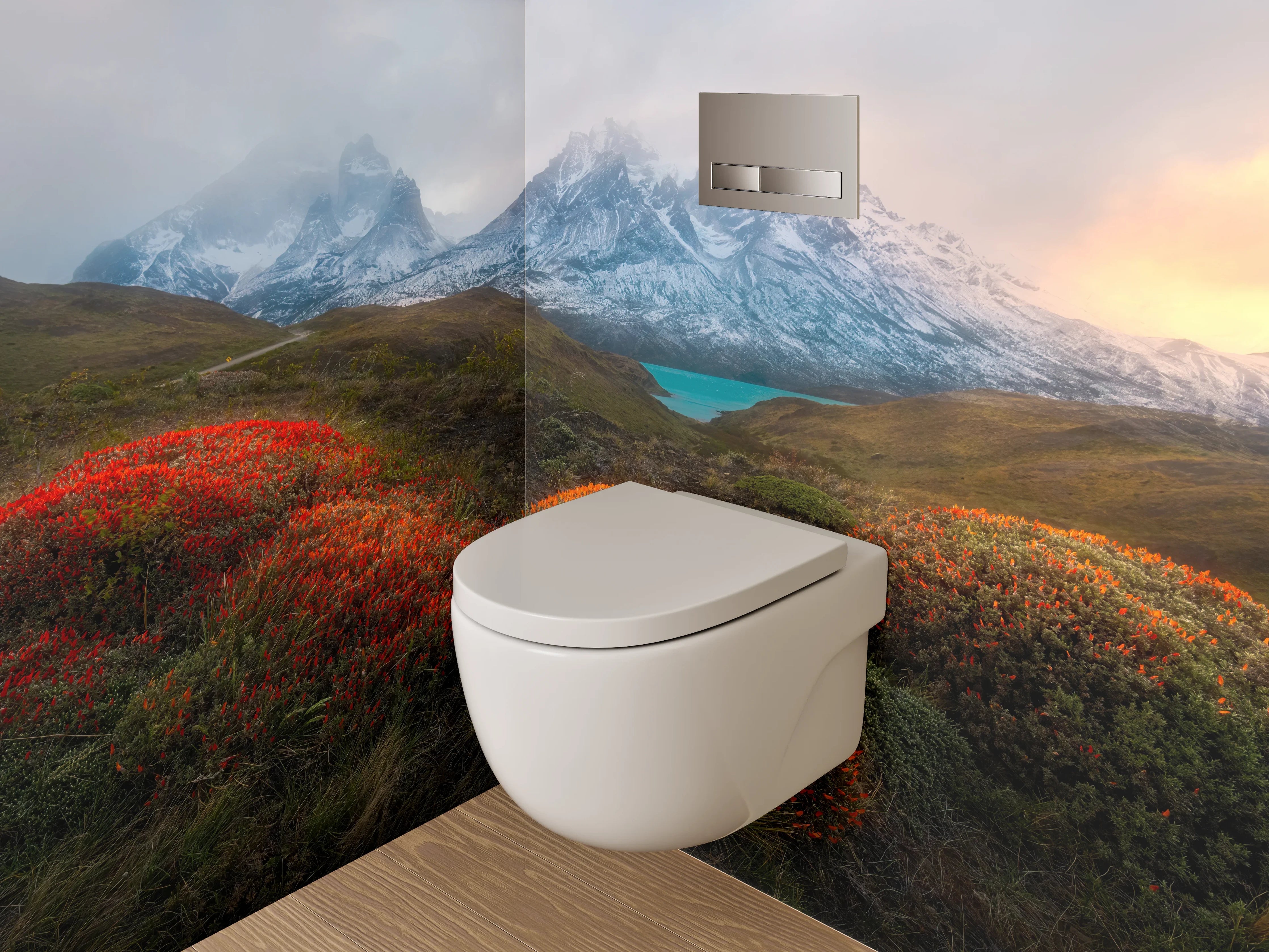 WC-Rückwand - Magische Berglandschaft im Morgenlicht