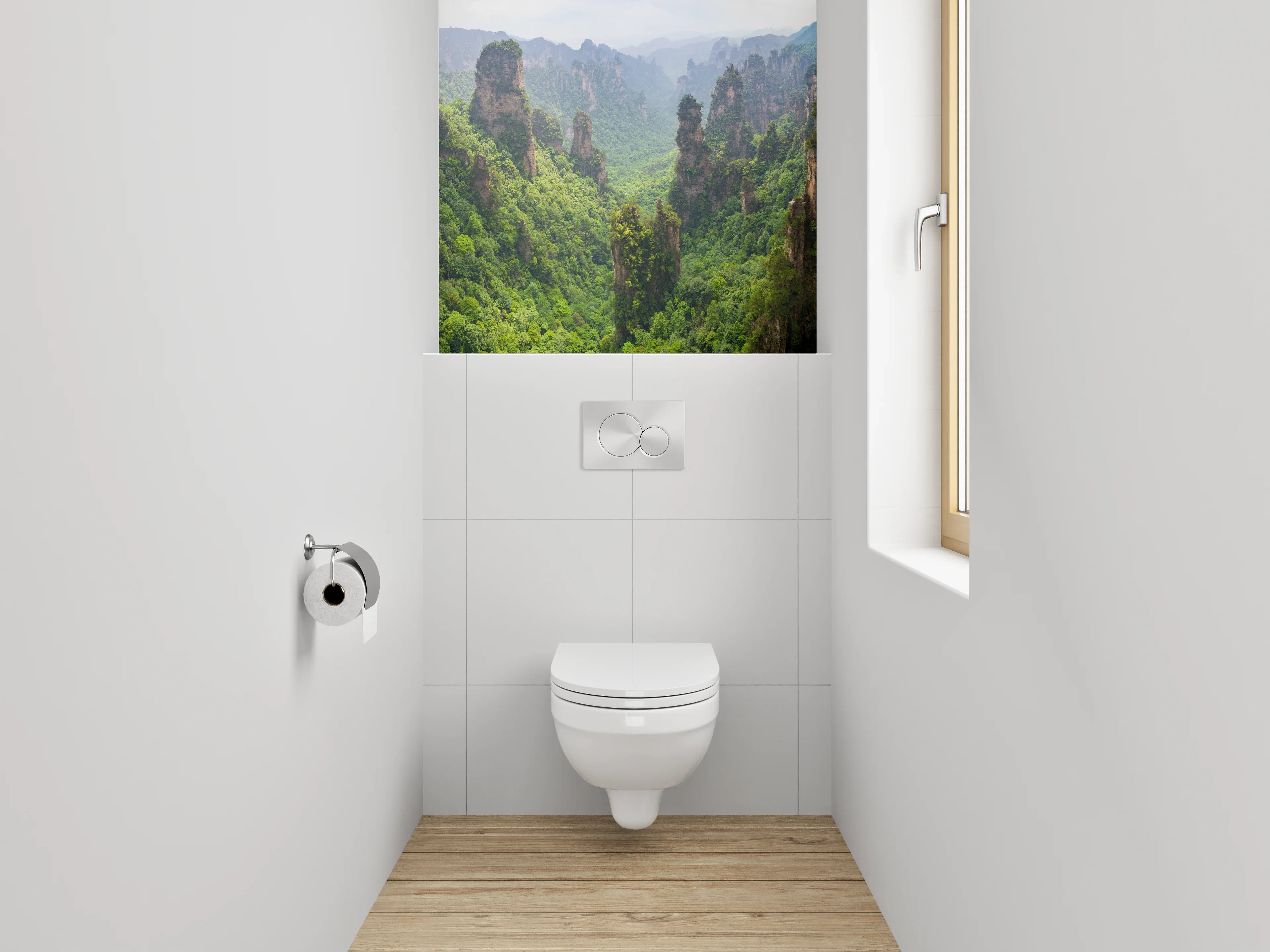 WC-Rückwand - Magische Felsen im grünen Dschungel