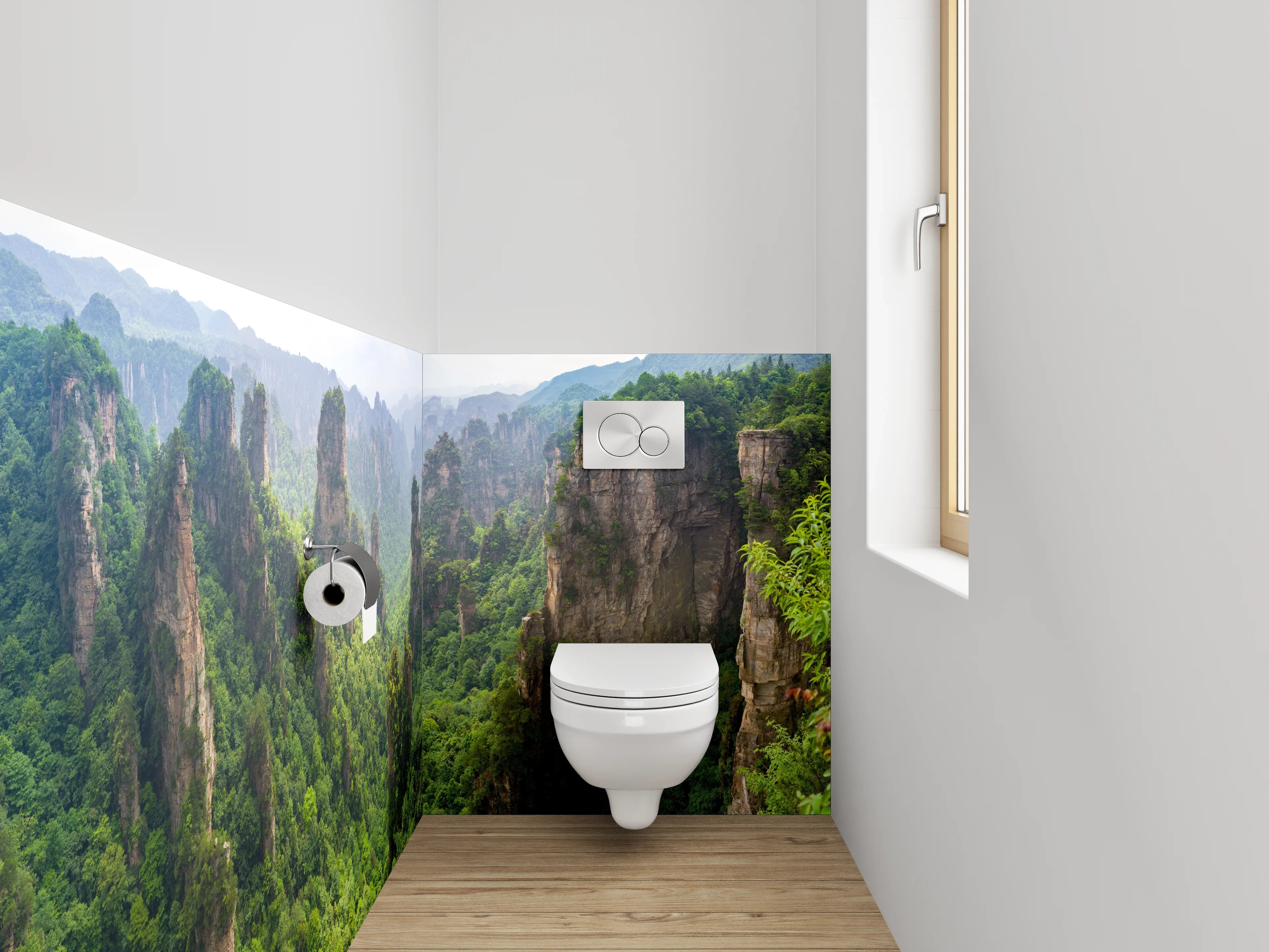 WC-Rückwand - Magische Felsen im grünen Dschungel