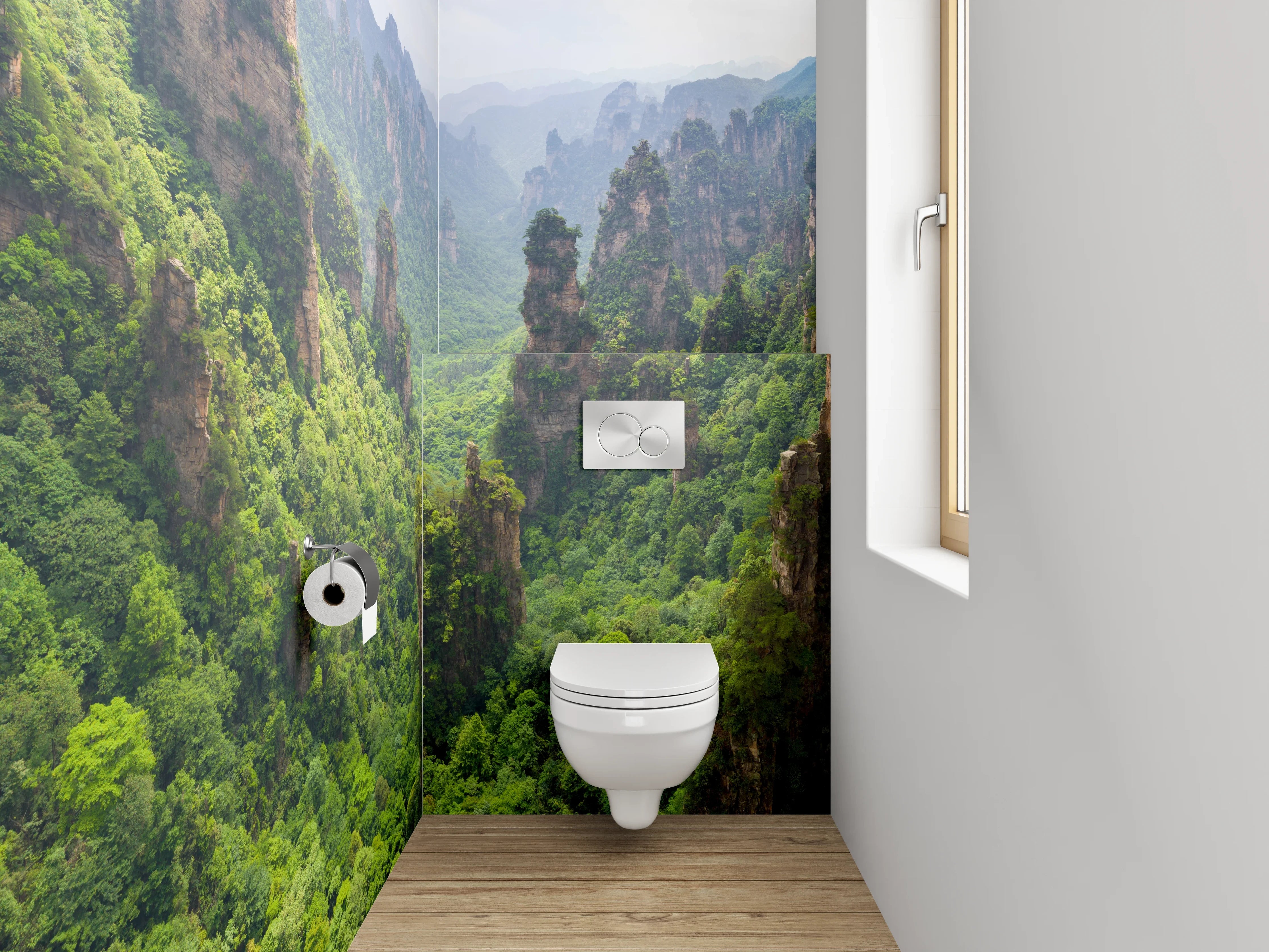 WC-Rückwand - Magische Felsen im grünen Dschungel