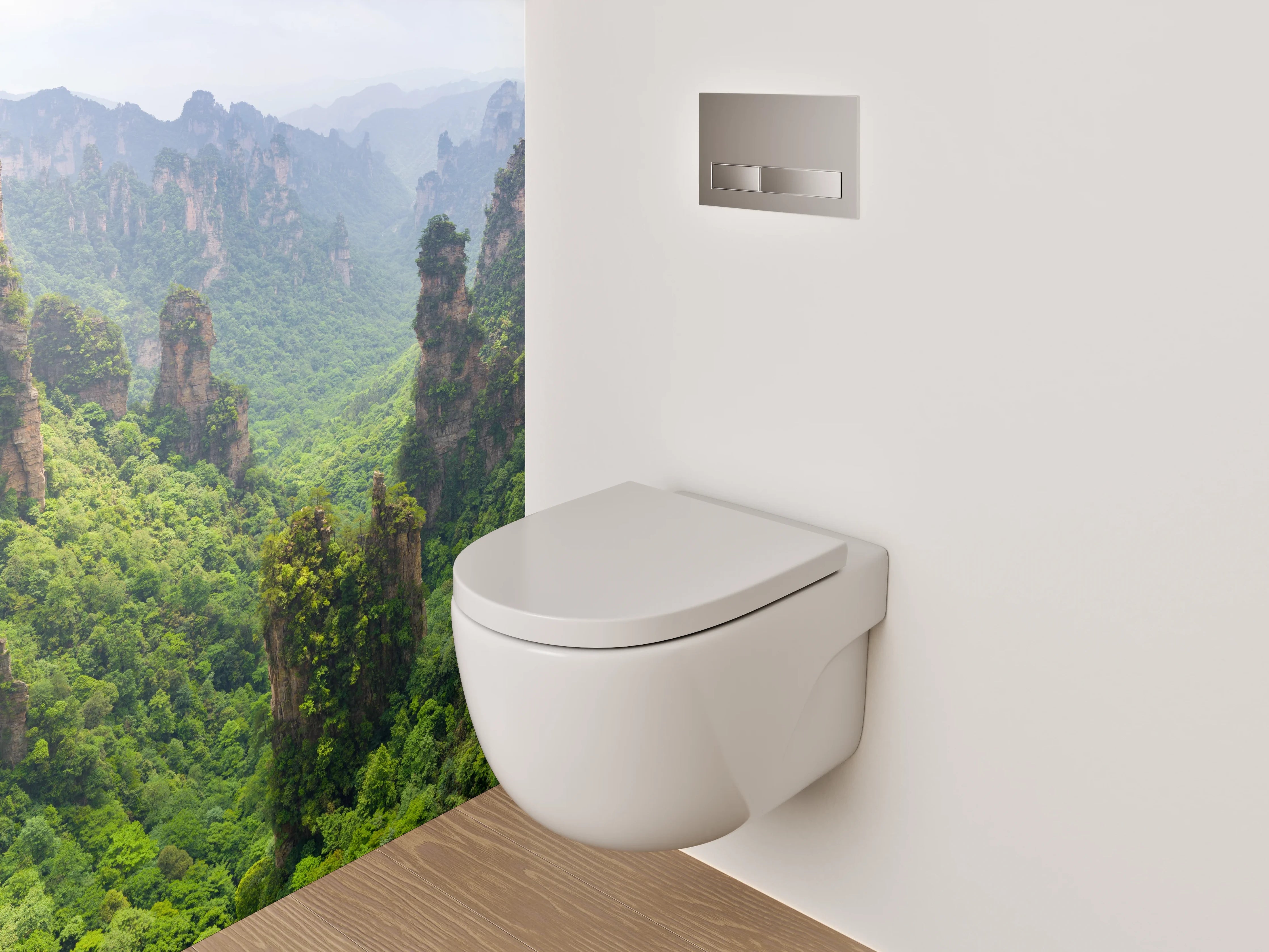 WC-Rückwand - Magische Felsen im grünen Dschungel