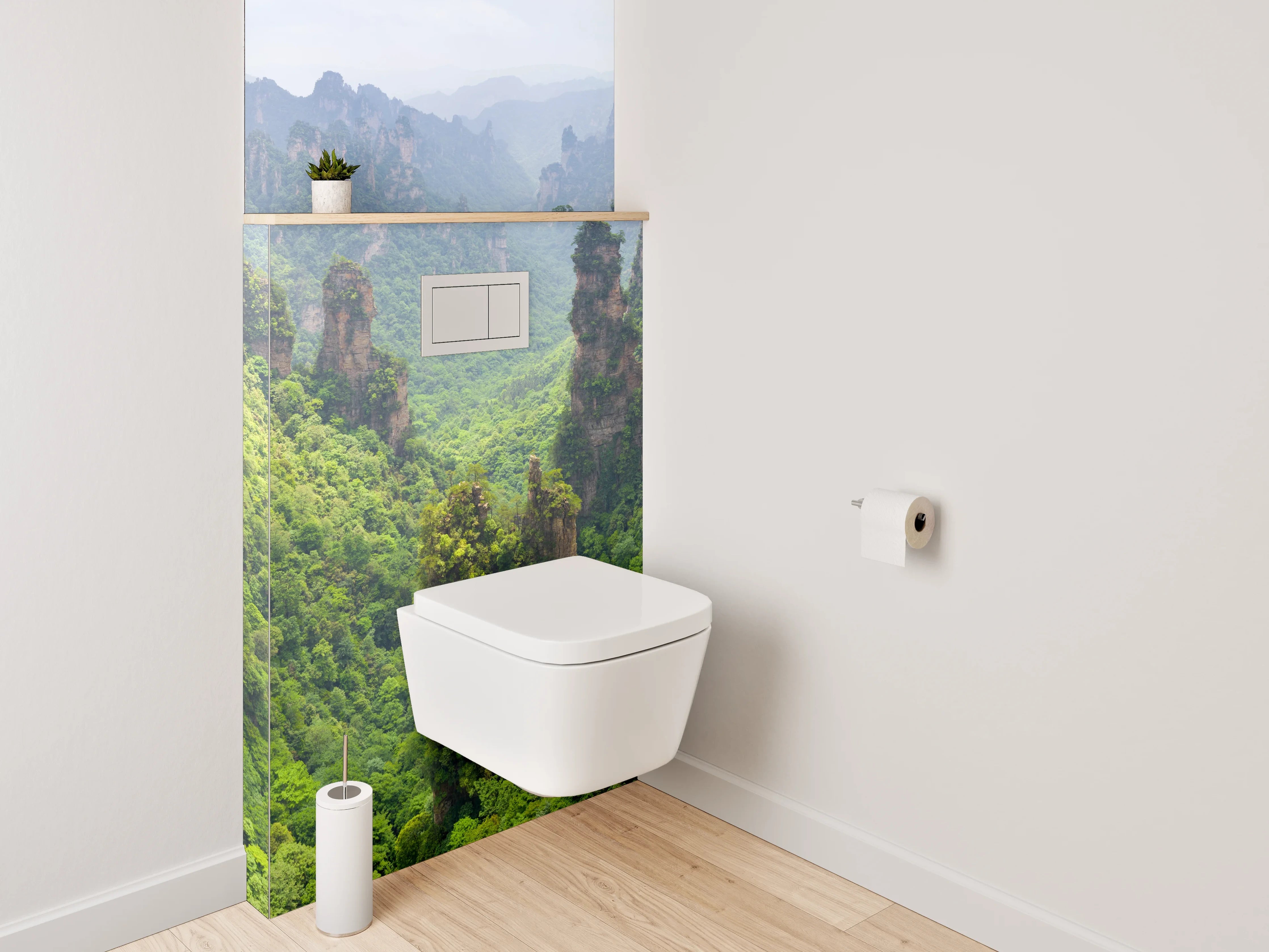 WC-Rückwand - Magische Felsen im grünen Dschungel