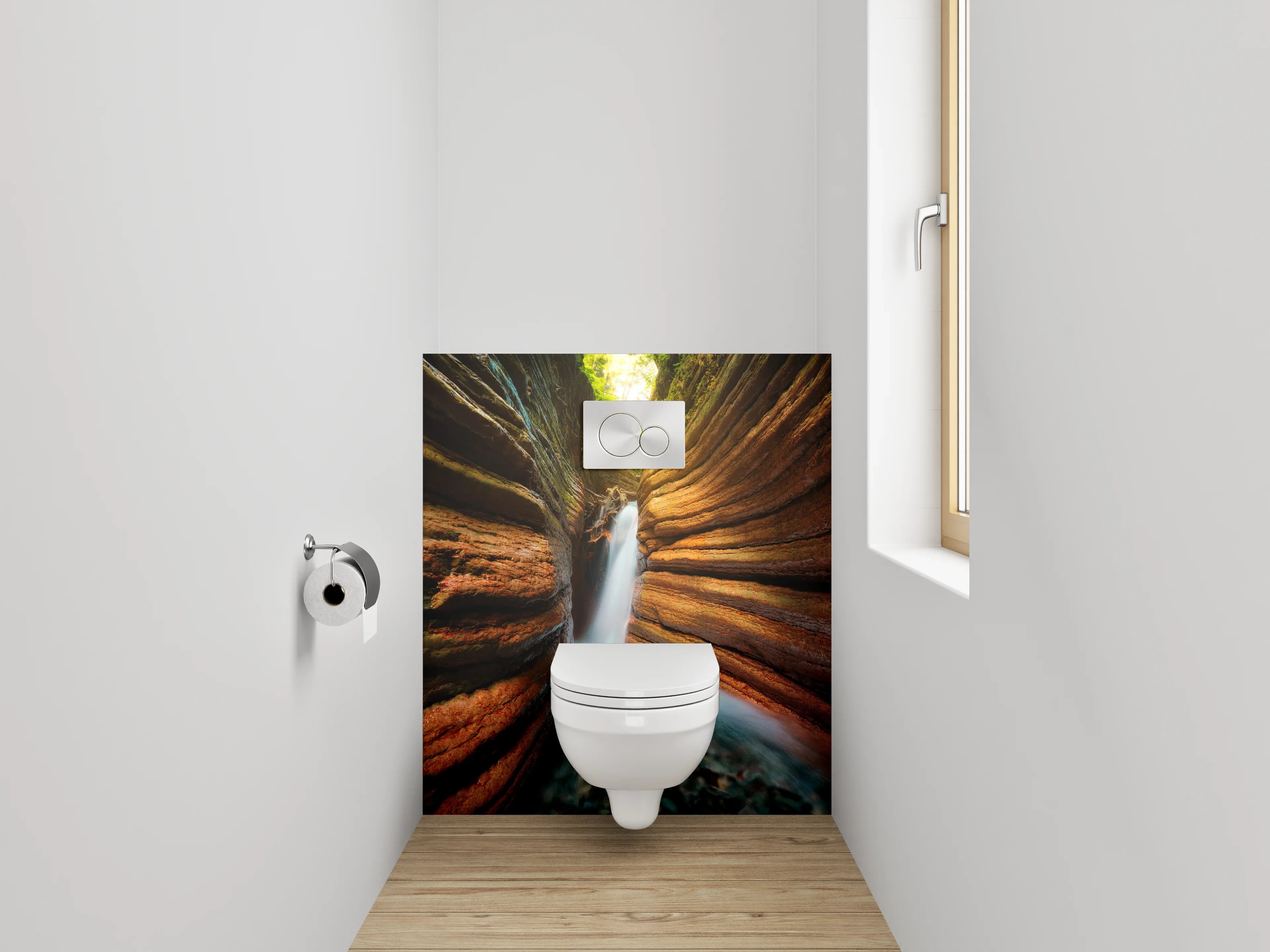 WC-Rückwand - Magische Schlucht mit Wasserfall
