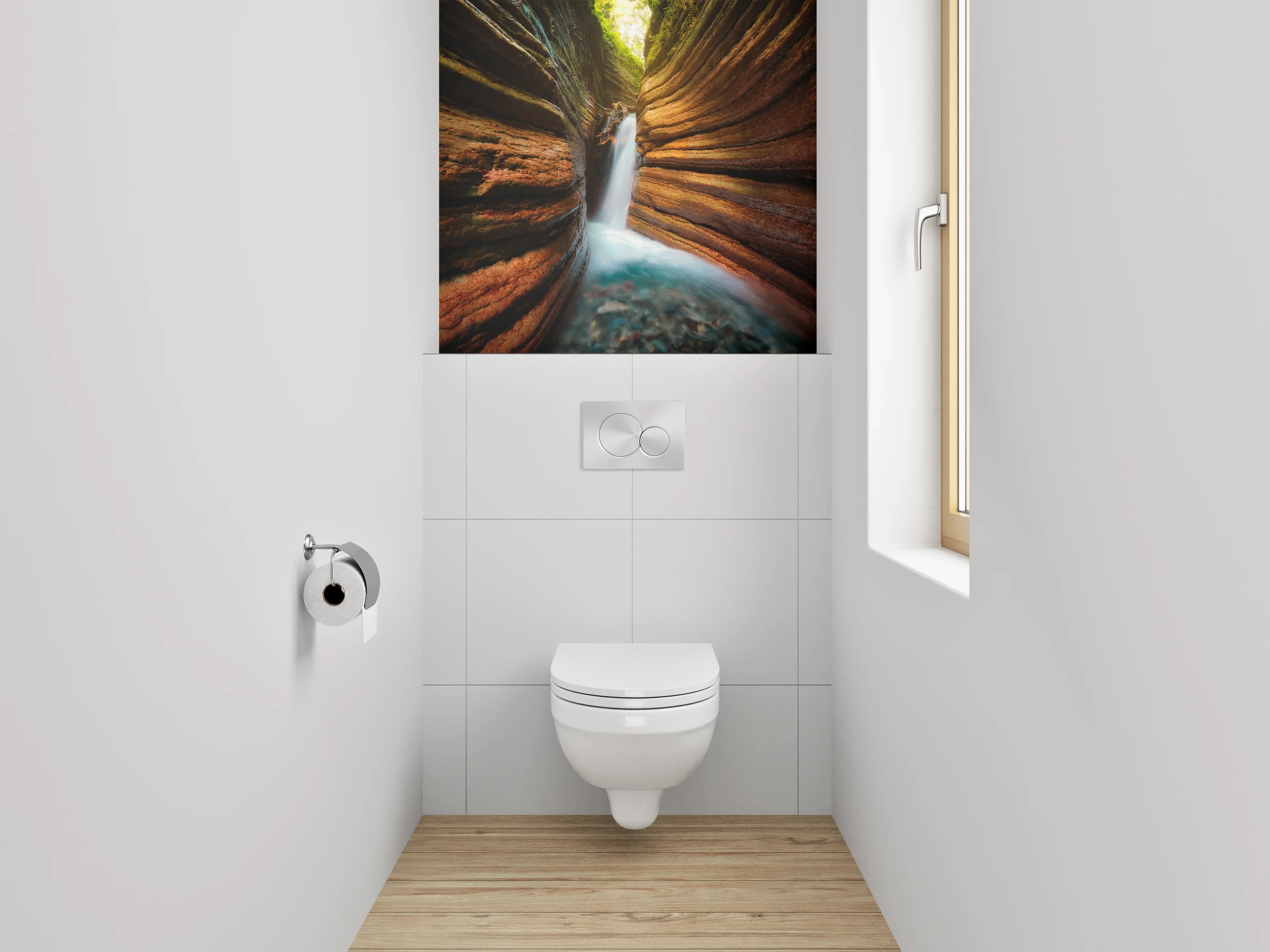 WC-Rückwand - Magische Schlucht mit Wasserfall