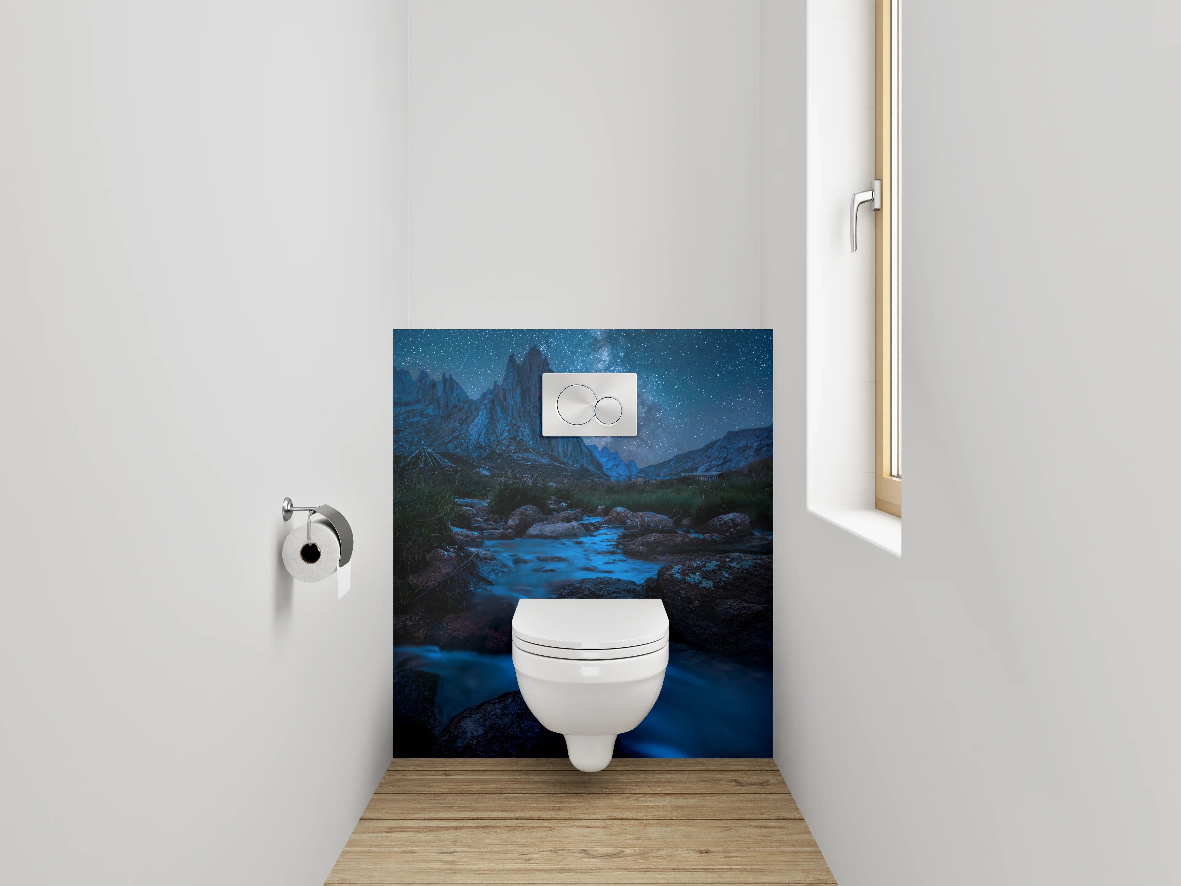 WC-Rückwand - Magische Sternennacht in den Bergen