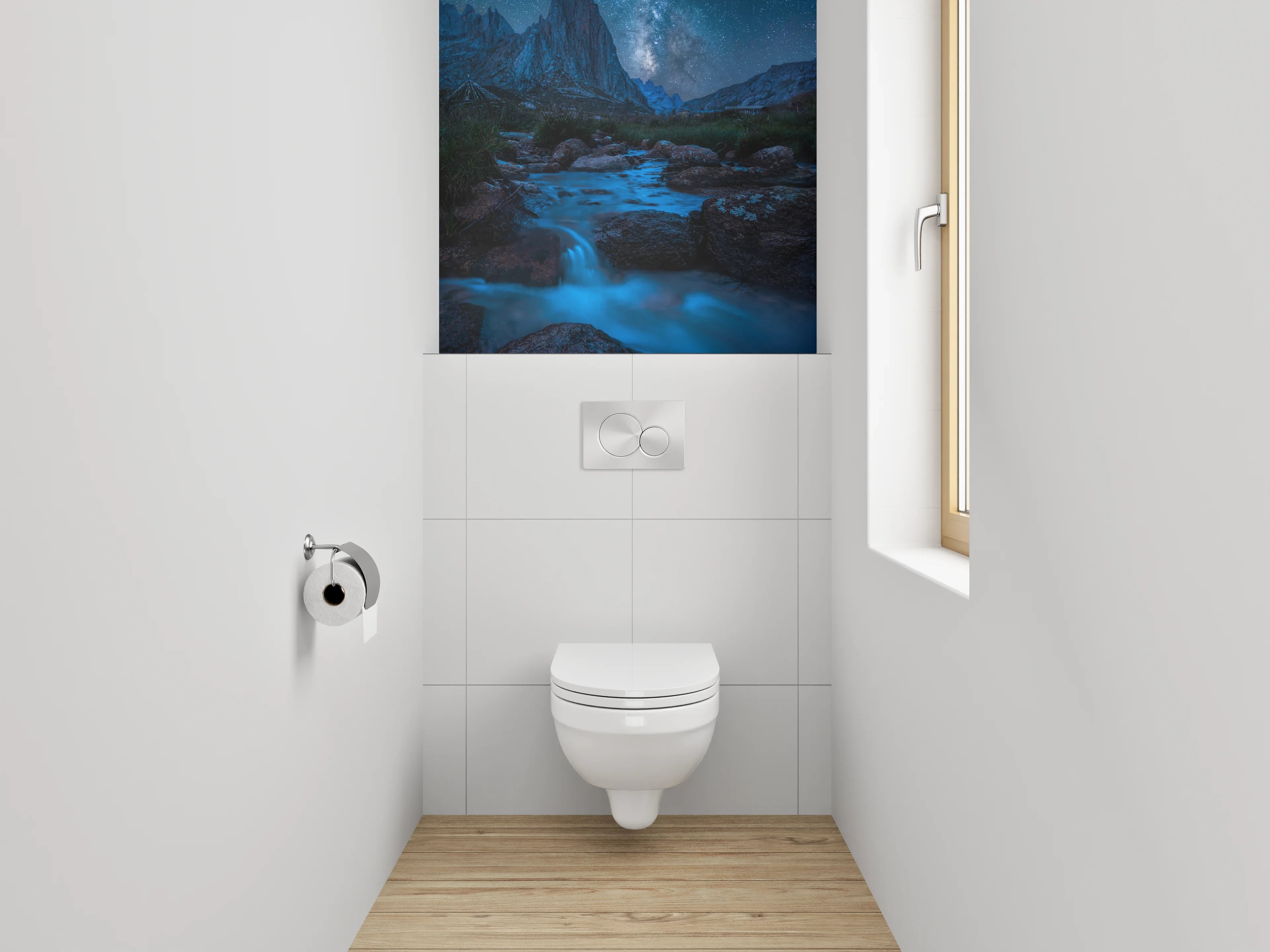 WC-Rückwand - Magische Sternennacht in den Bergen