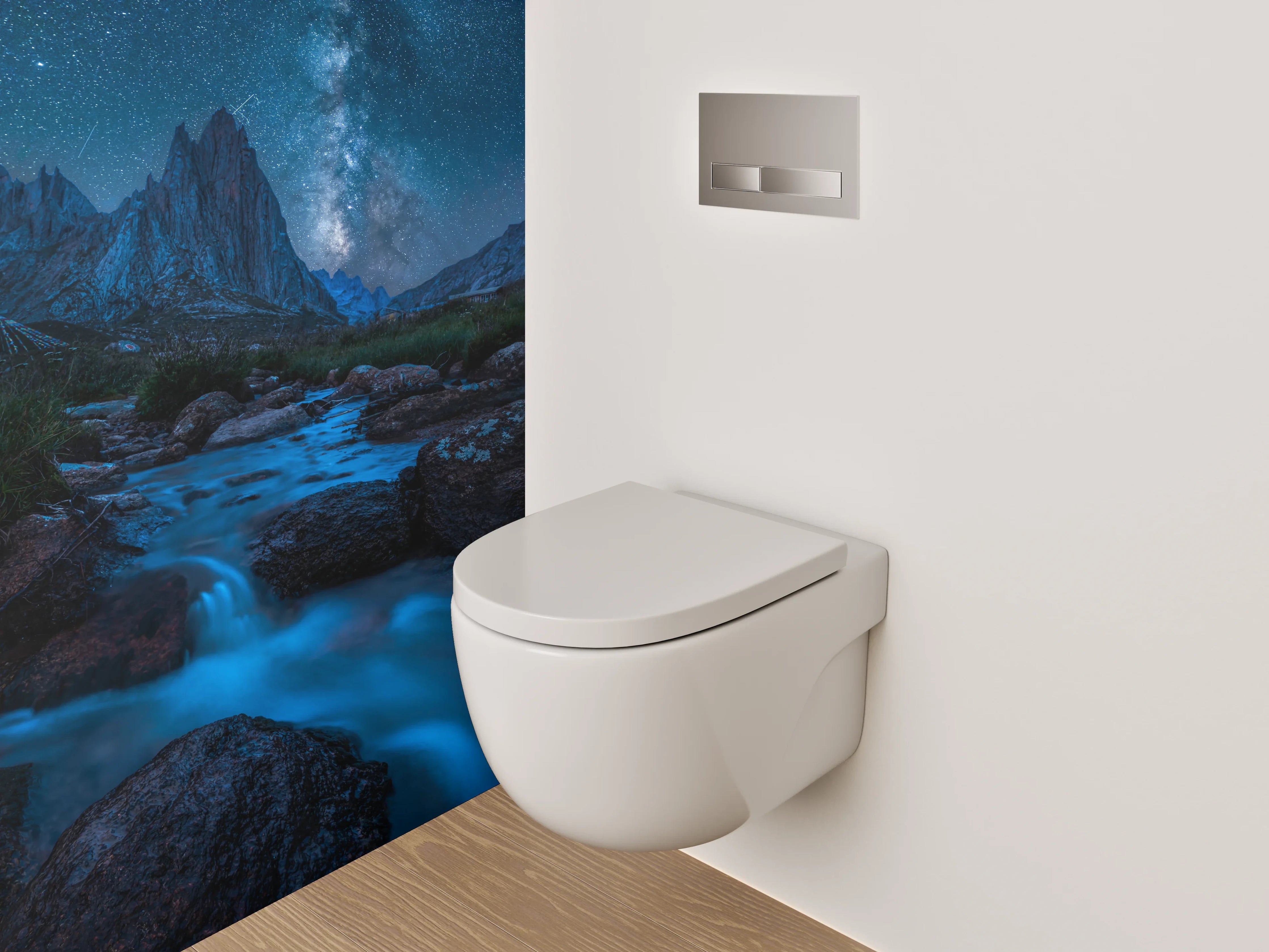 WC-Rückwand - Magische Sternennacht in den Bergen