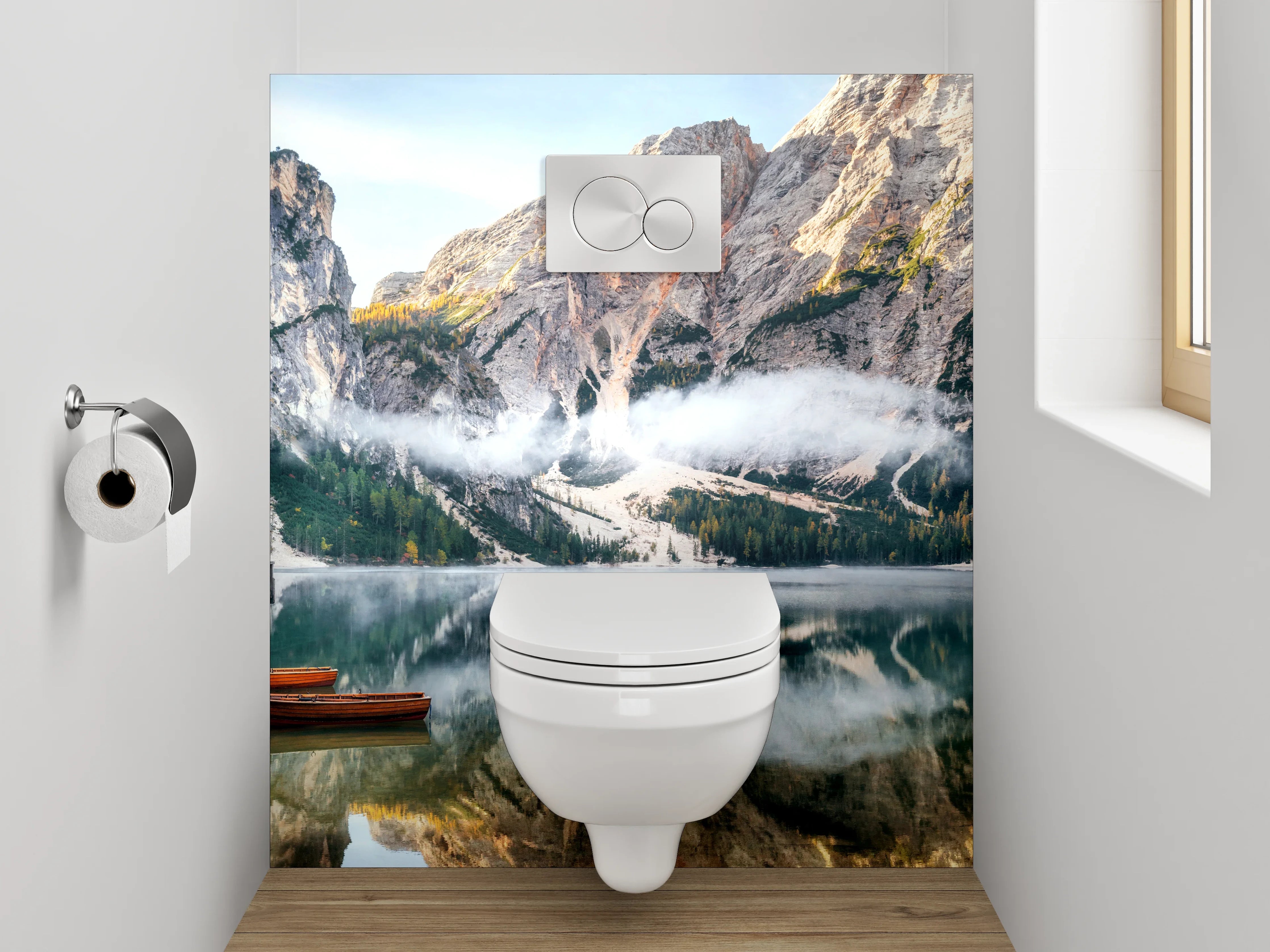WC-Rückwand - Magischer Bergsee im Morgenlicht