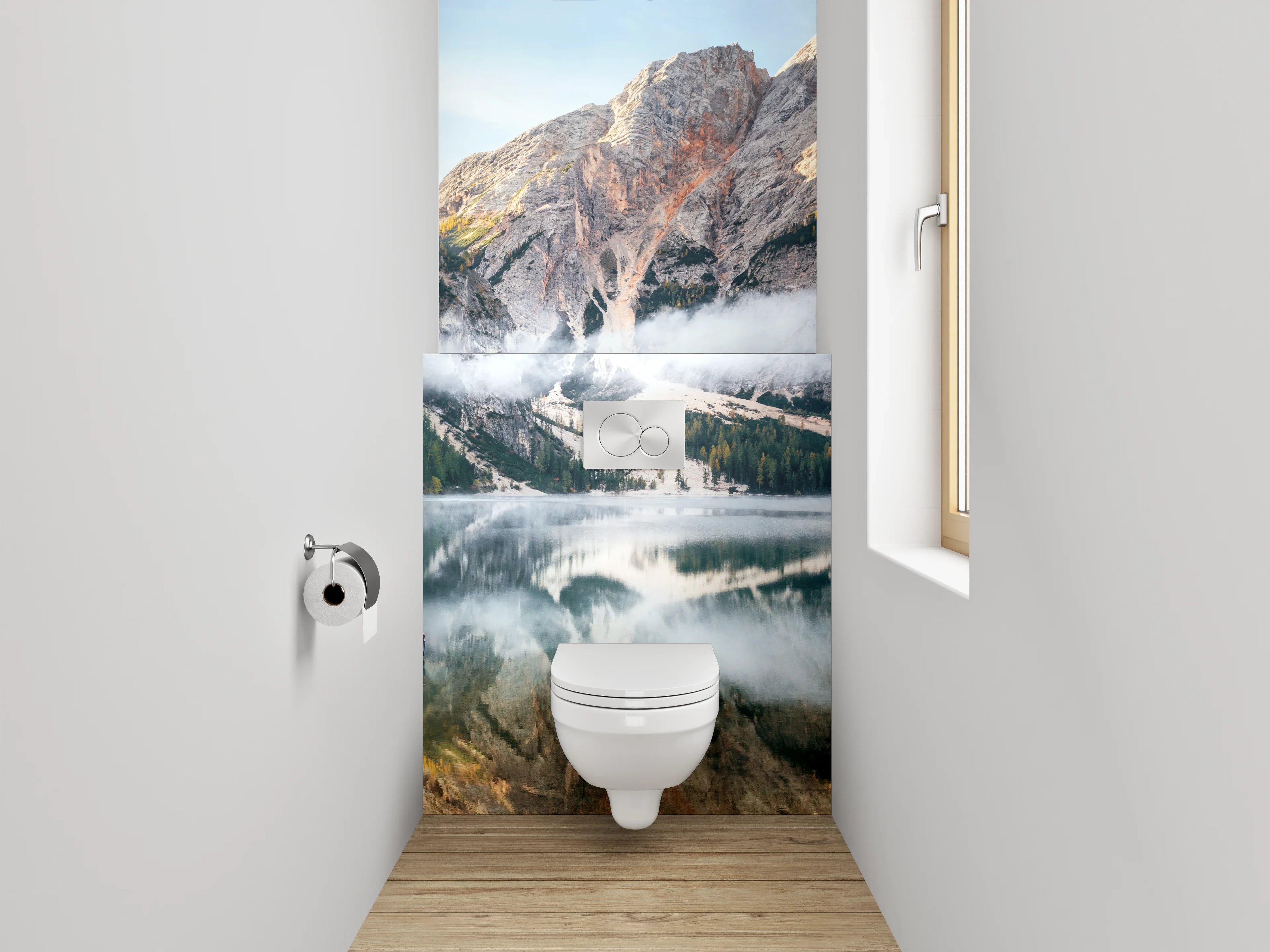WC-Rückwand - Magischer Bergsee im Morgenlicht