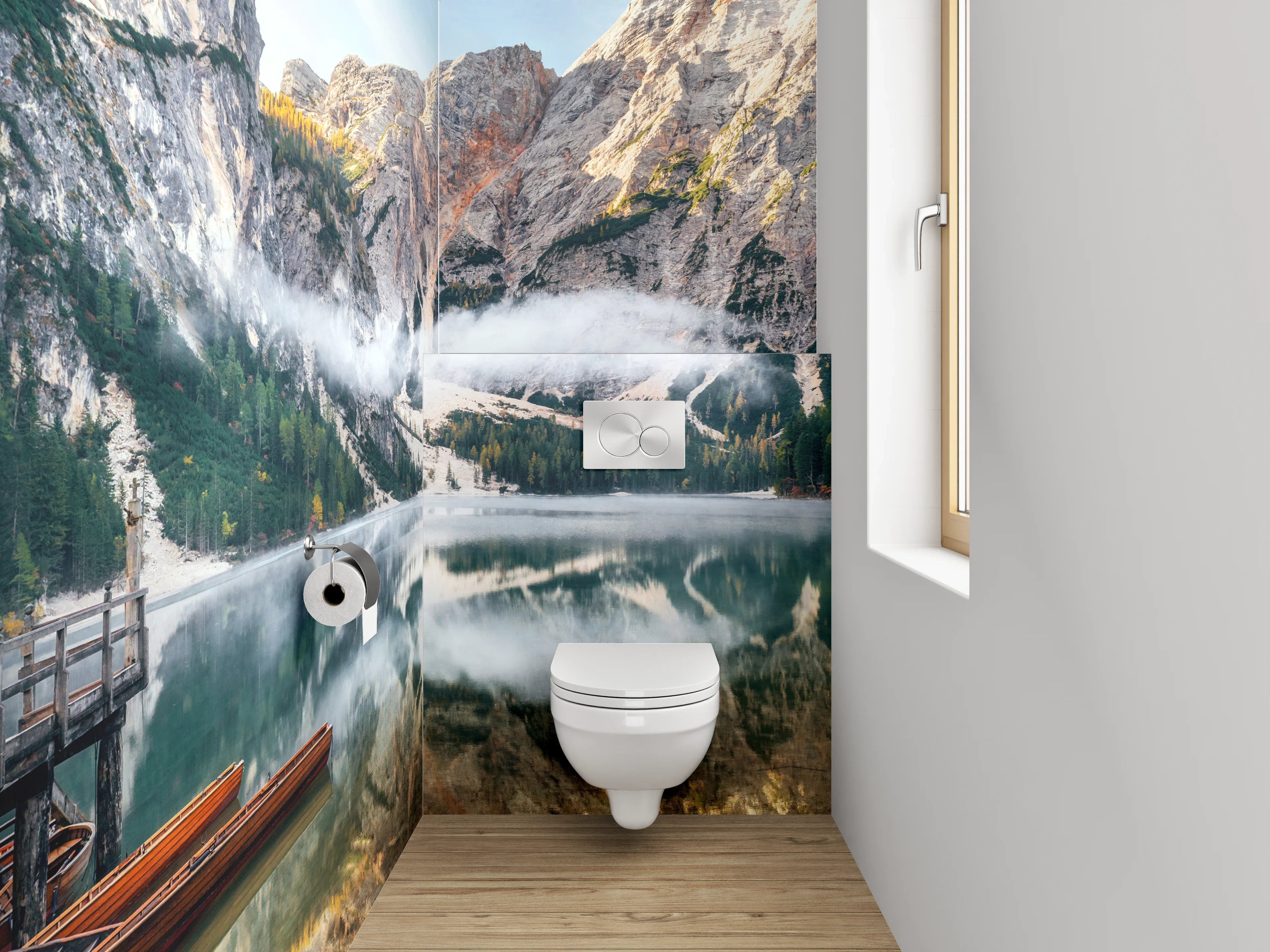 WC-Rückwand - Magischer Bergsee im Morgenlicht