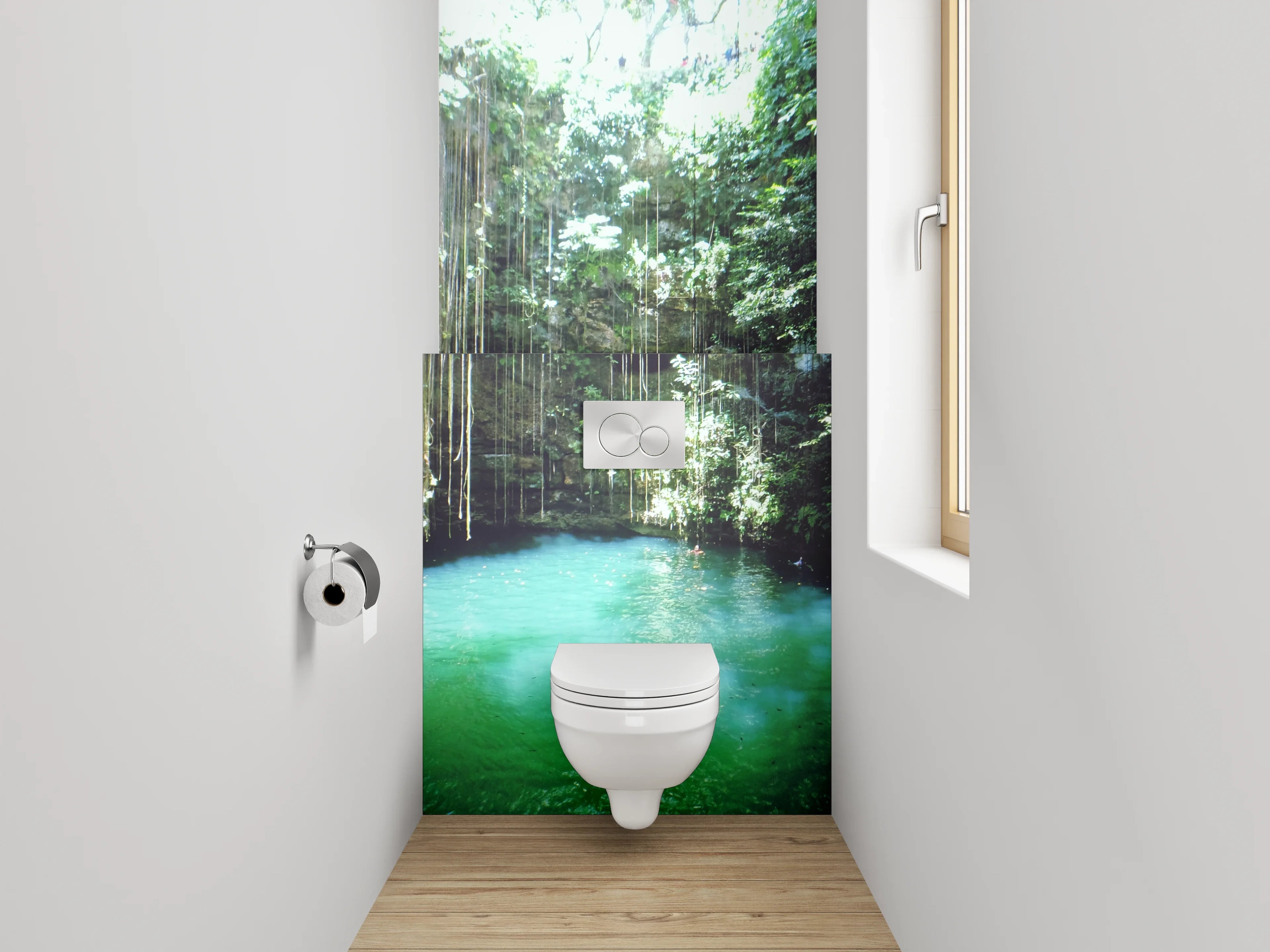 WC-Rückwand - Magischer Dschungel-Cenote Naturpool