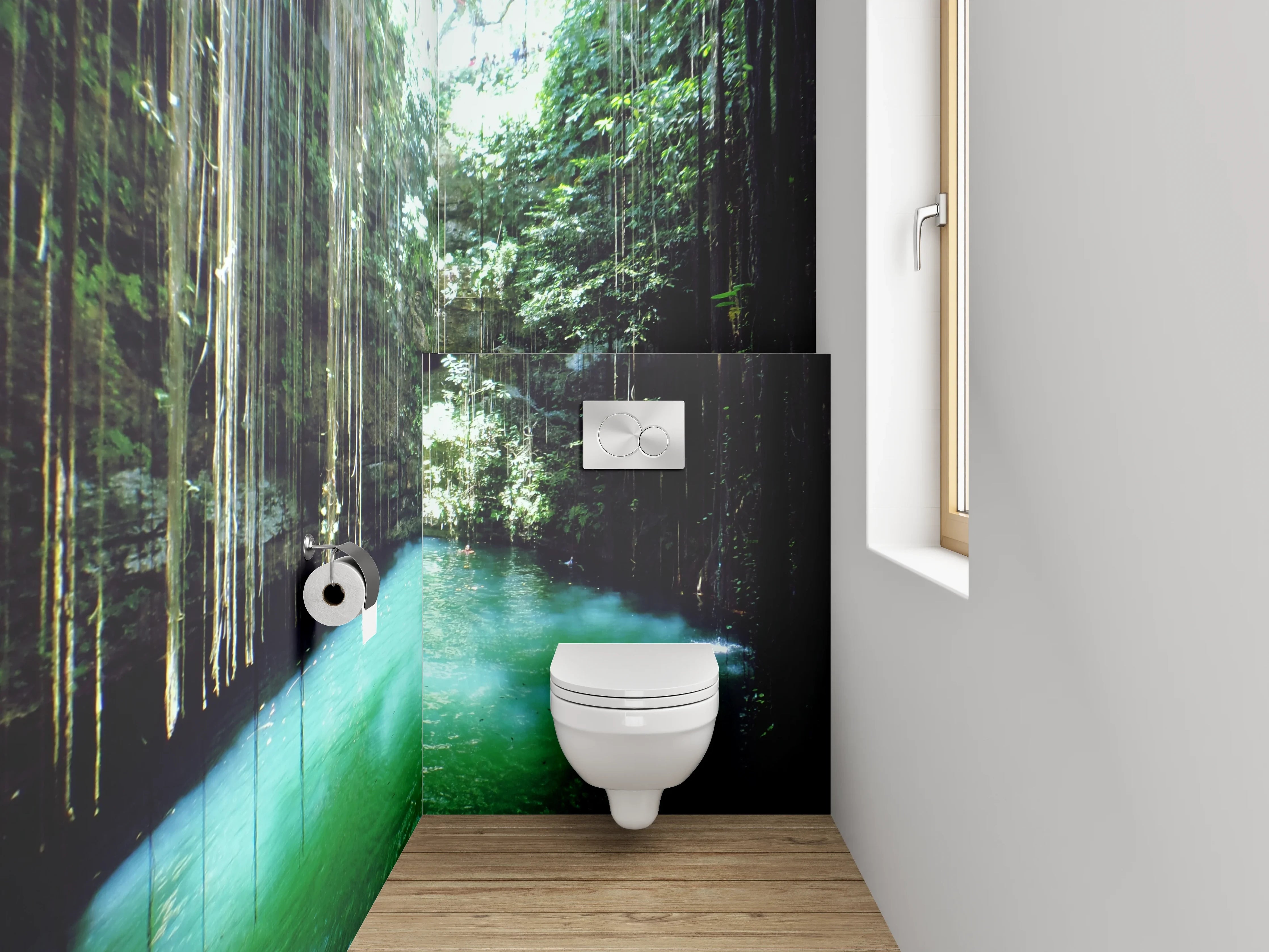 WC-Rückwand - Magischer Dschungel-Cenote Naturpool