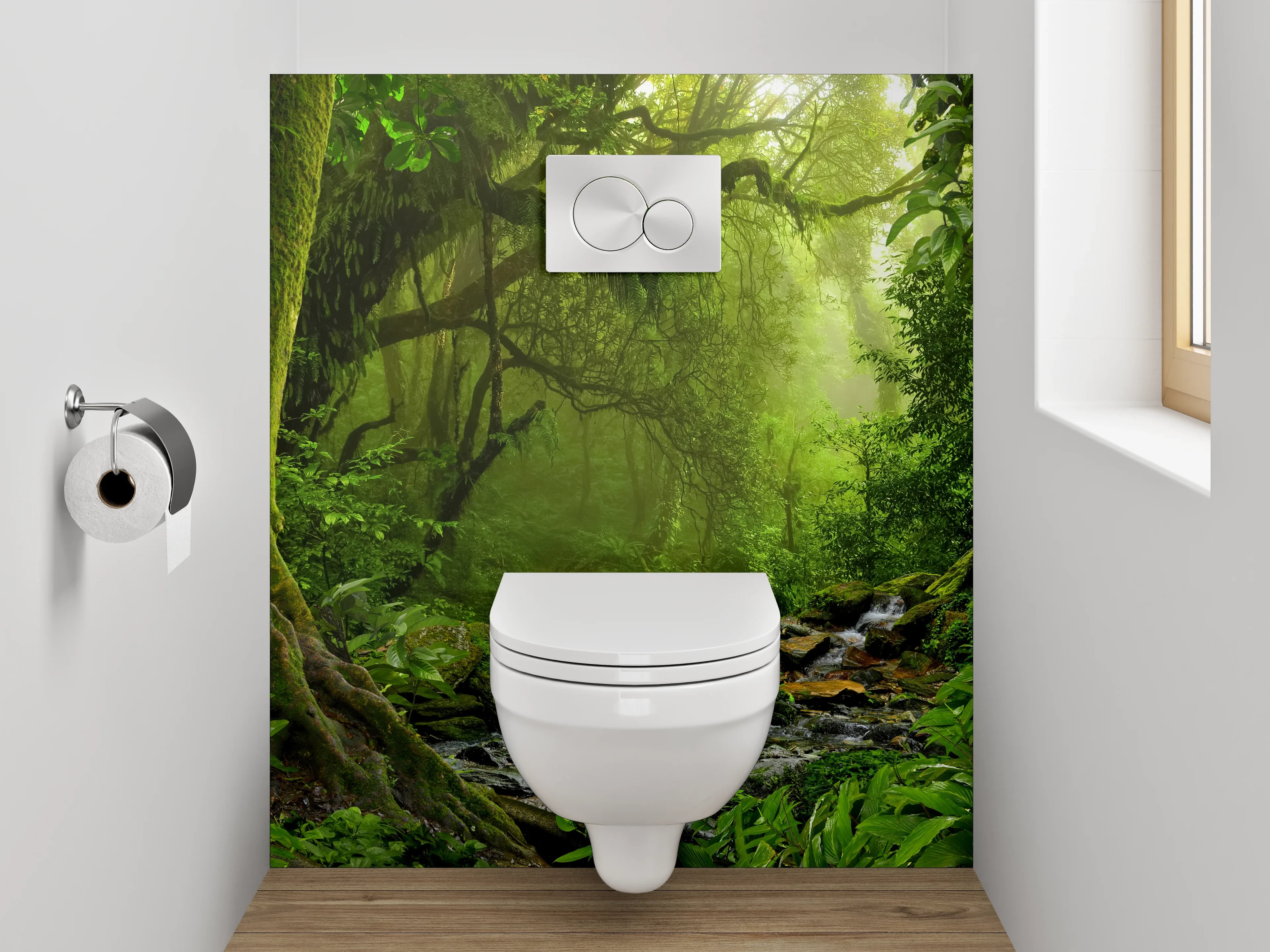 WC-Rückwand - Magischer Dschungel am plätschernden Bach