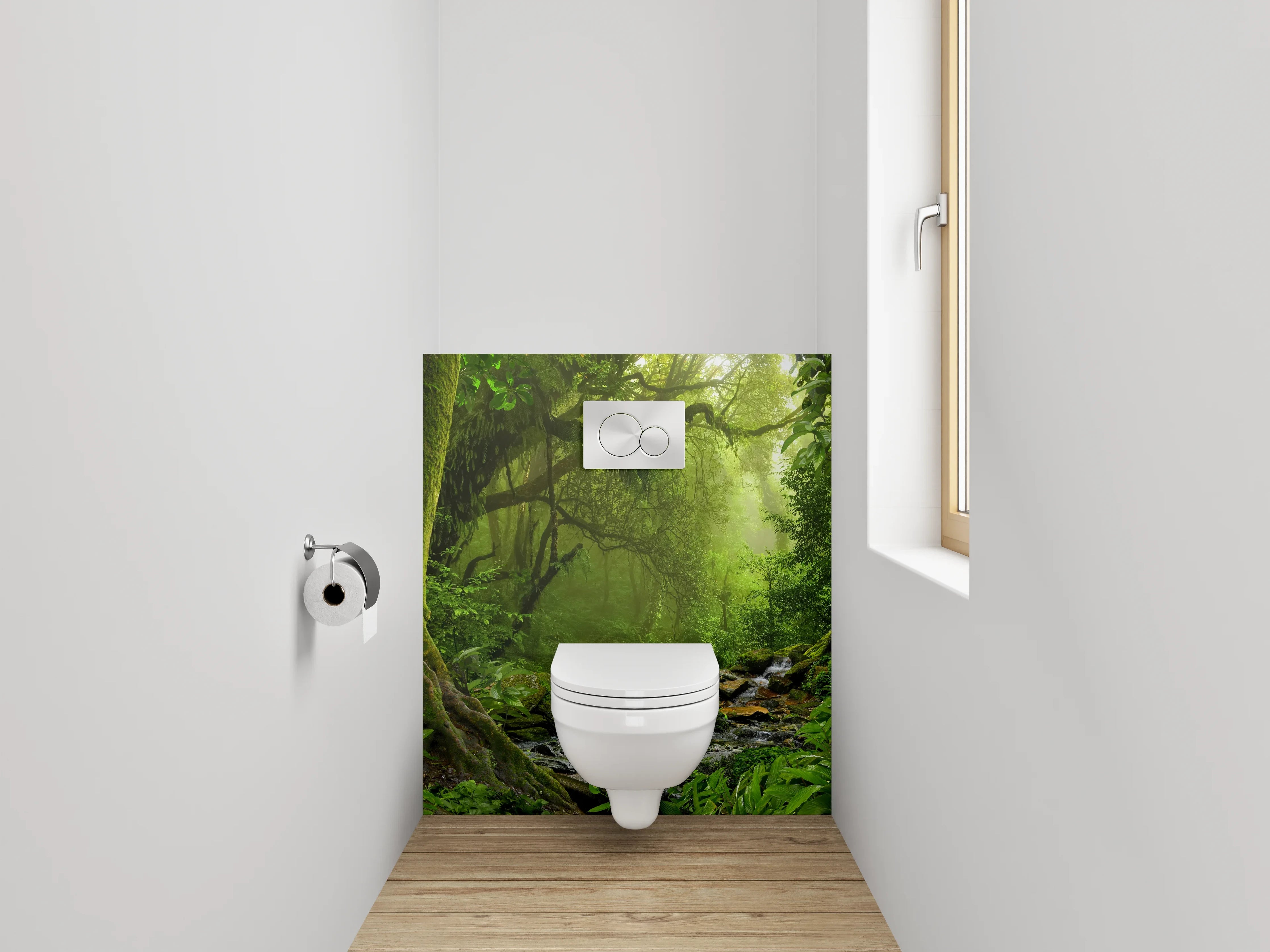 WC-Rückwand - Magischer Dschungel am plätschernden Bach