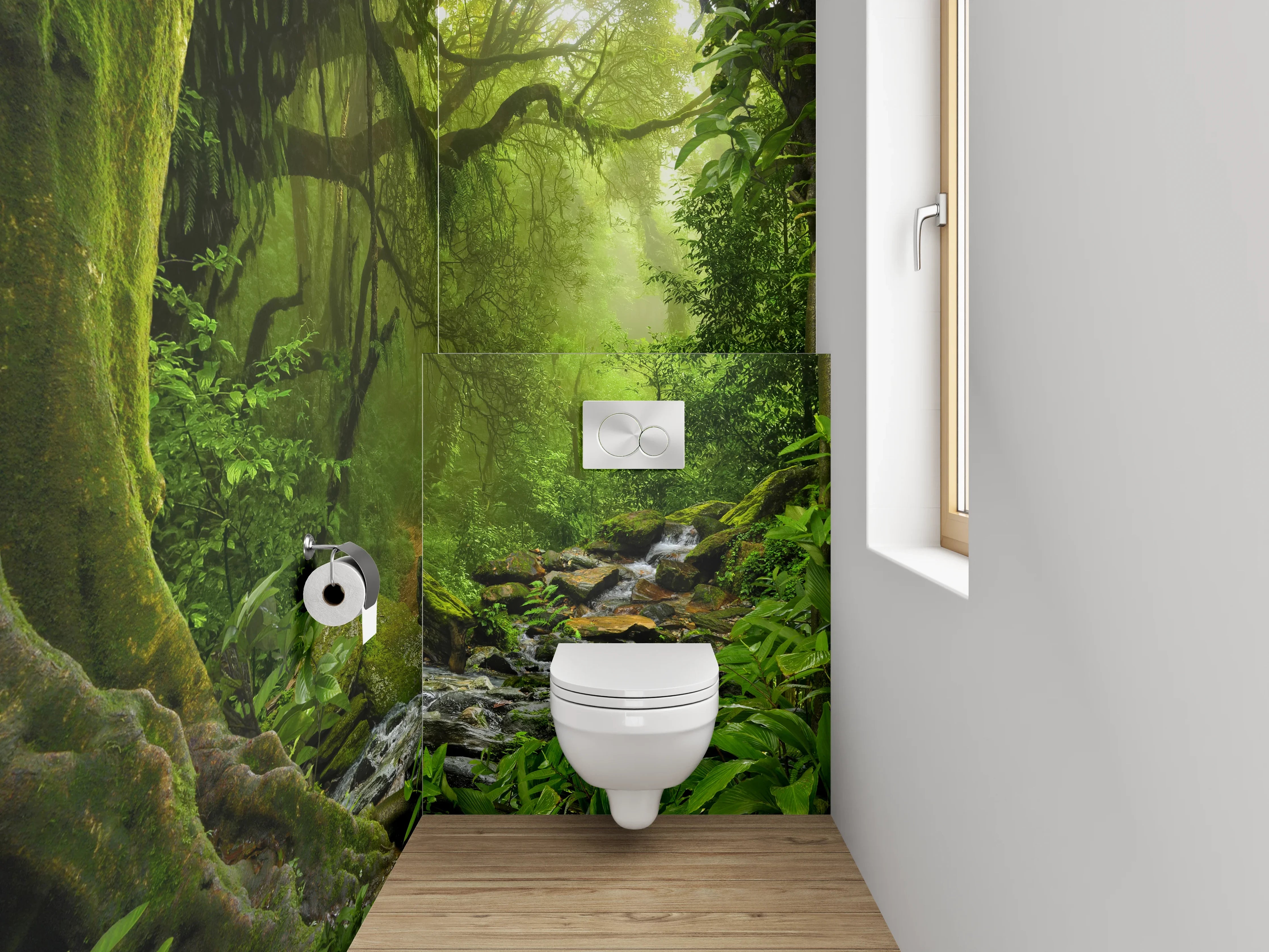 WC-Rückwand - Magischer Dschungel am plätschernden Bach