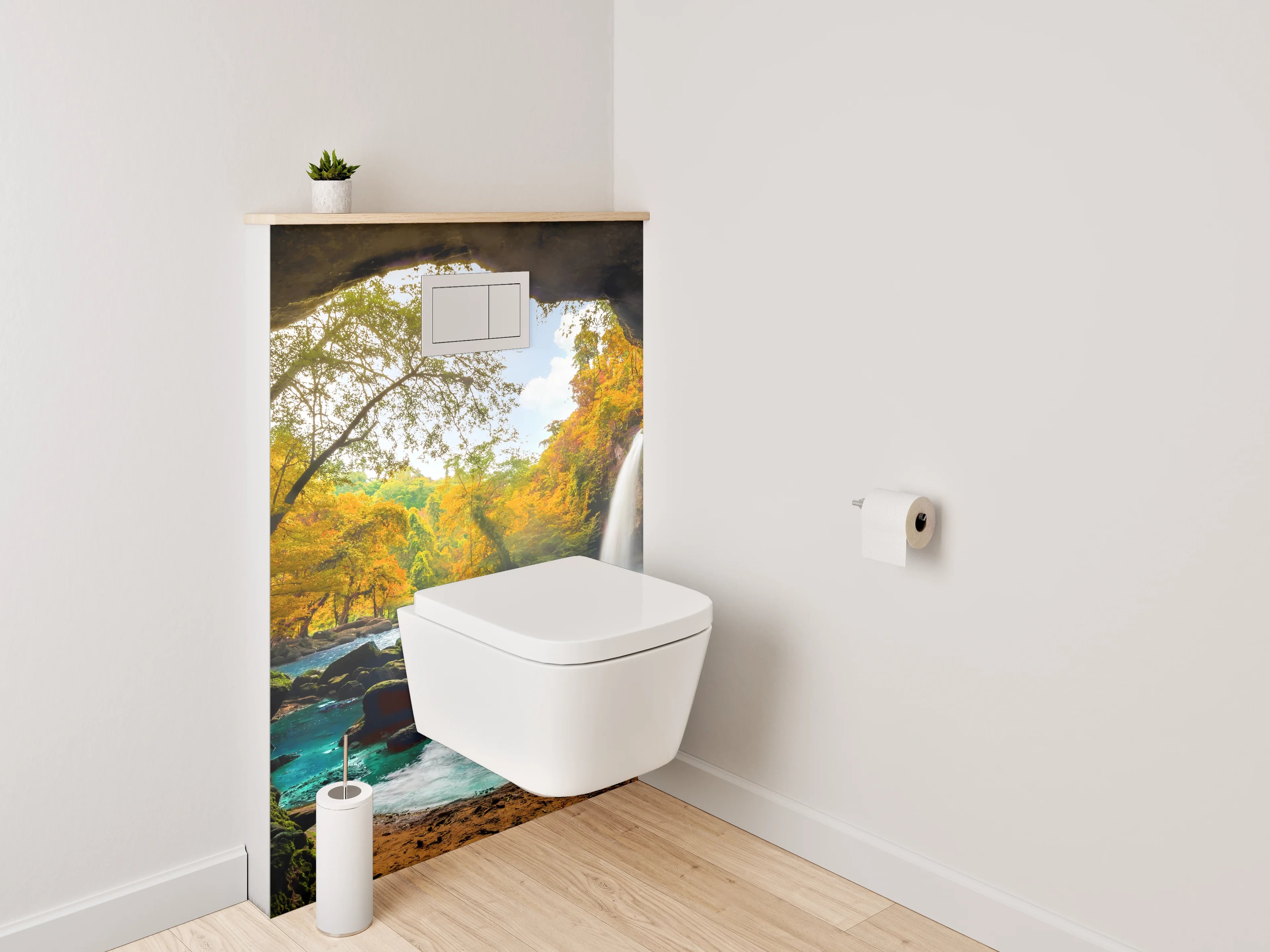 WC-Rückwand - Magischer Höhlenblick auf Wasserfall