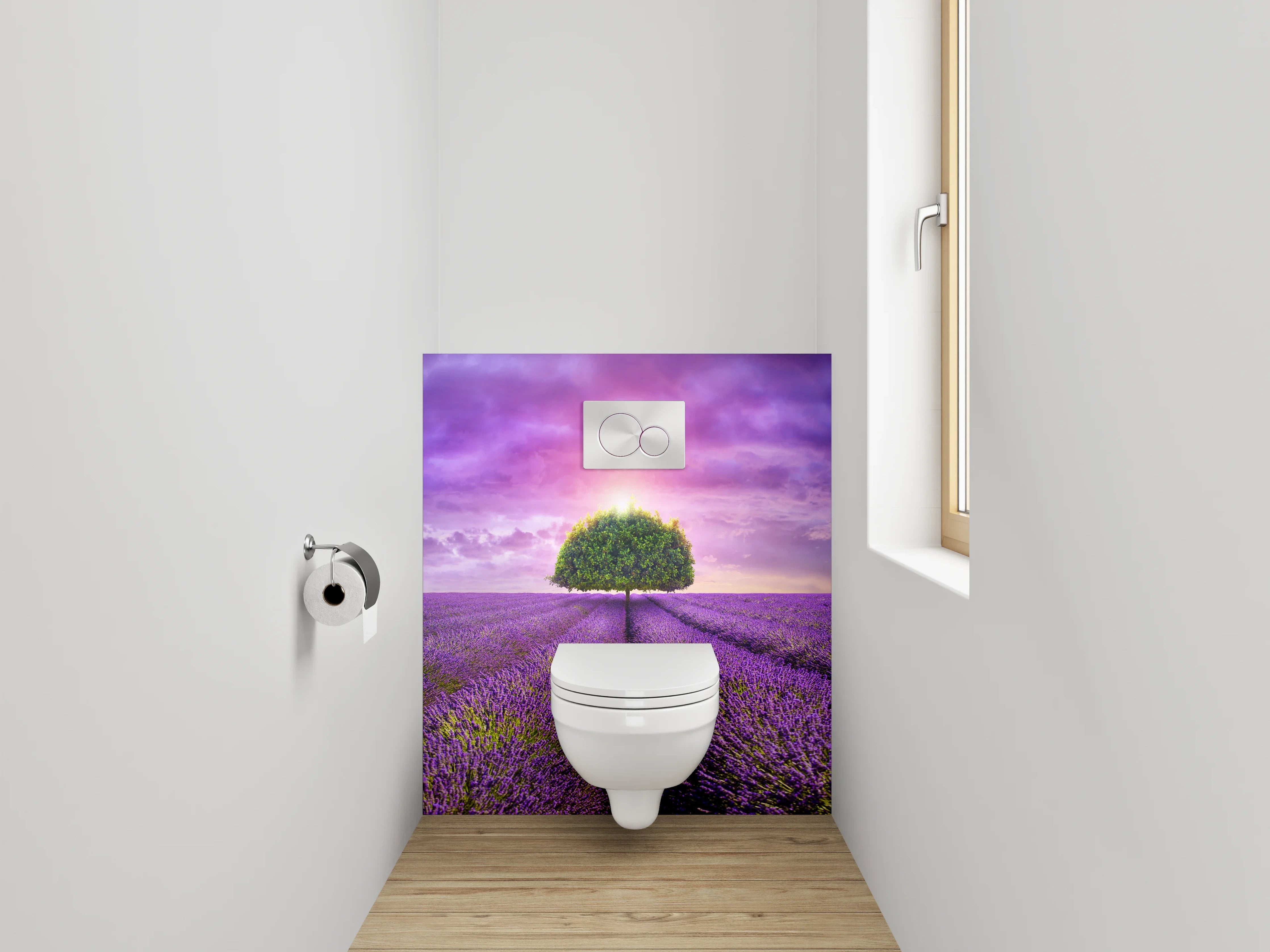 WC-Rückwand - Magischer Lavendelbaum am Horizont
