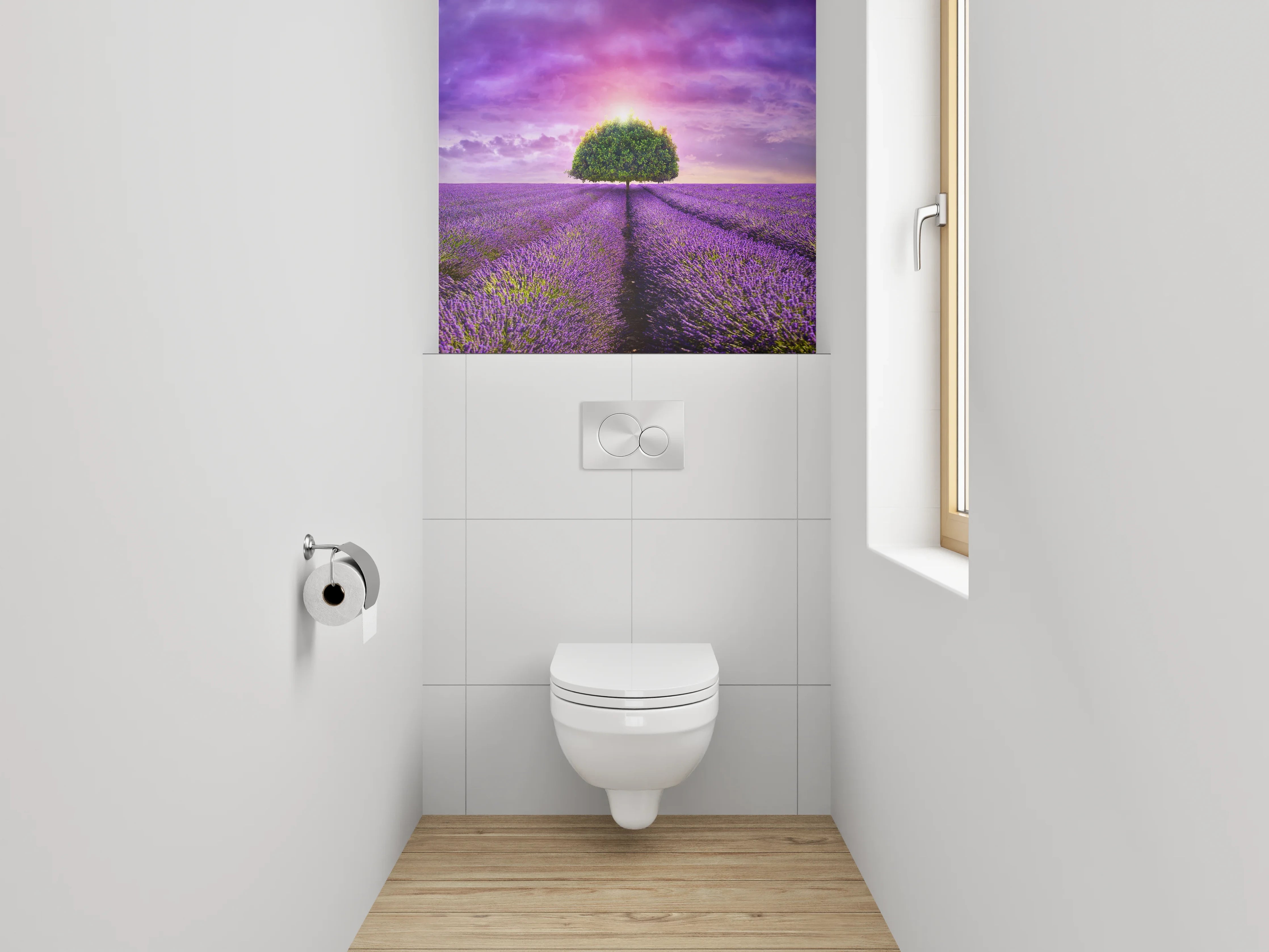 WC-Rückwand - Magischer Lavendelbaum am Horizont